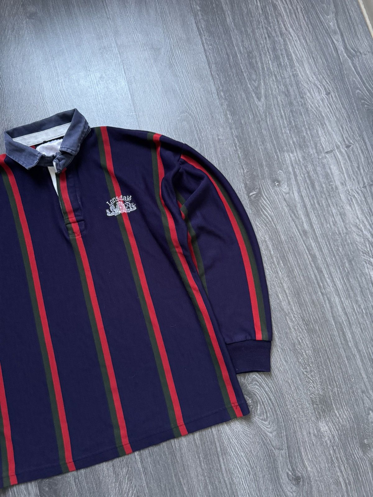 Lonsdale × Vintage 90s Vintage Lonsdale Striped Rugby Longsleeve Size US L / EU 52-54 / 3 - 3 Thumbnail