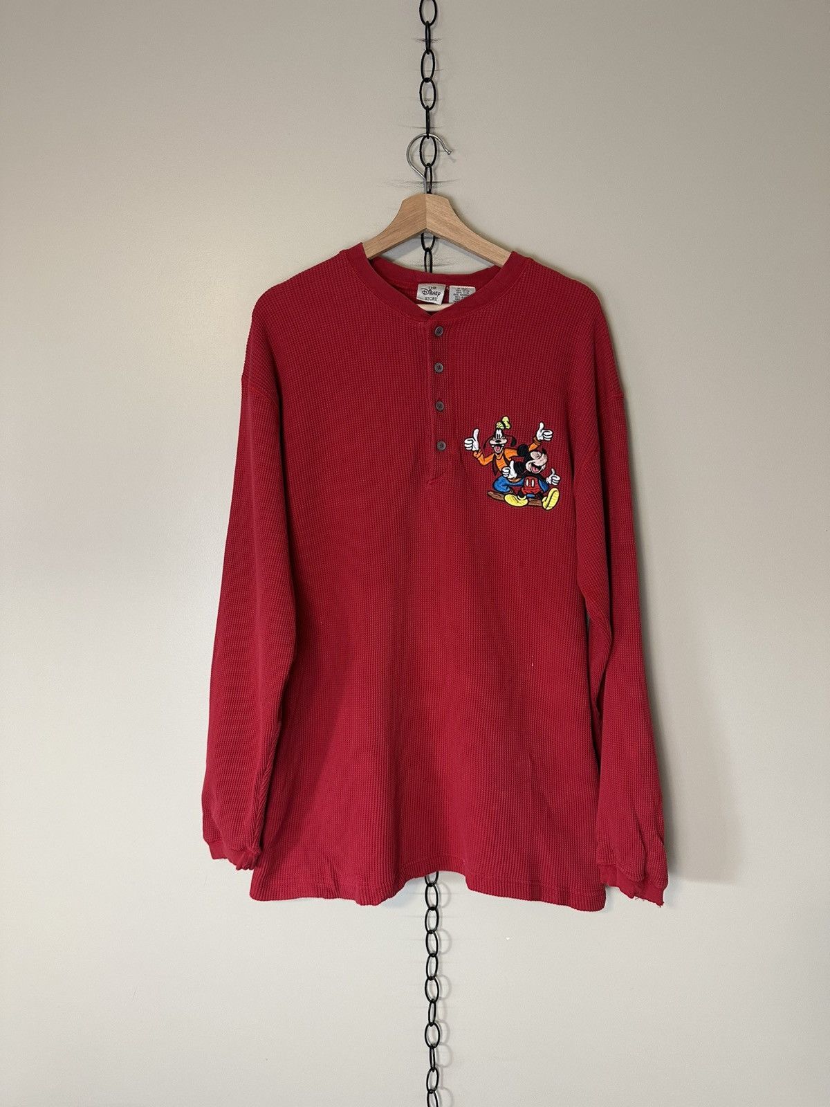 Disney × Vintage Vintage Disney Thermal Henley Long Sleeve Shirt Large Size US L / EU 52-54 / 3 - 1 Thumbnail
