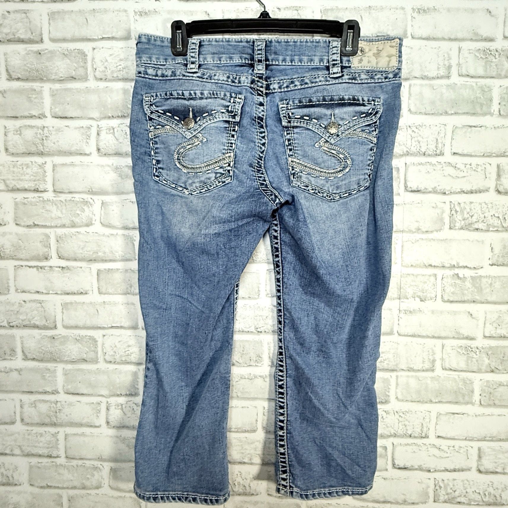 Silver Jeans Co. VINTAGE Silver Jeans Co Suki Capri Jeans Womens Size 31 Blue Metal Theme Size 24" / US 00 / IT 34 - 5 Thumbnail