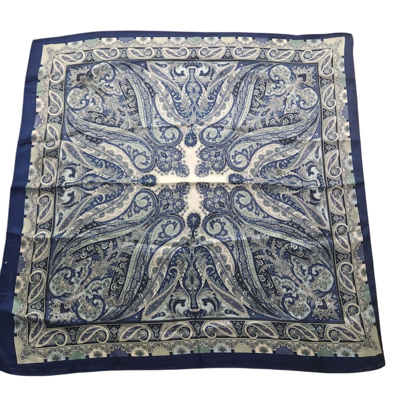 Other Luxury Paisley Blue/White Square Scarf 27 inch Western Wild Size ONE SIZE - 1 Thumbnail
