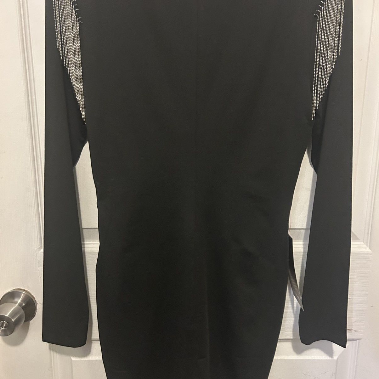 Bebe Bebe Black Fringe Trim V-Neck Mini Dress Medium M BNWT Size M / US 6-8 / IT 42-44 - 10 Thumbnail