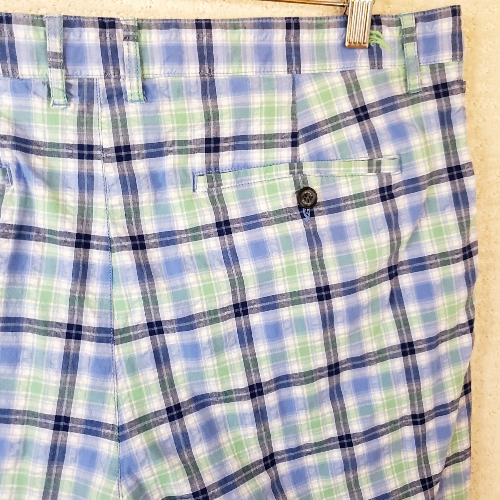 Tommy Bahama Tommy Bahama Men's Bermuda Shorts Blue Plaid 38" Inseam 9" Cotton Spandex Flat Front Pockets Beach Outdoor Preppy Size US 38 / EU 54 - 7 Thumbnail