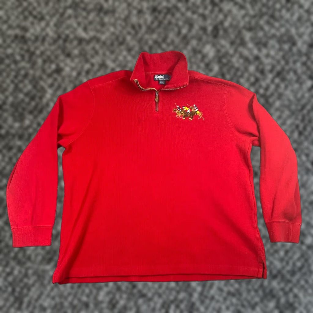 Polo Ralph Lauren VINTAGE Polo Ralph Lauren Sweater Pullover Mens 2XL Big & Tall Red Cotton Knit Casual Classic Modern Size US XXL / EU 58 / 5 - 1 Thumbnail