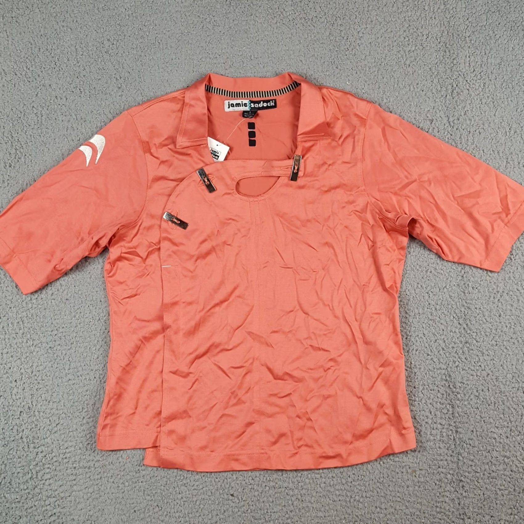 Vintage VINTAGE Jamie Sadock Polo Shirt Womens S Pink Short Sleeve Golf Knit 100% Cotton Y2K 90s Preppy Retro Sport Polo Size S / US 4 / IT 40 - 2 Thumbnail