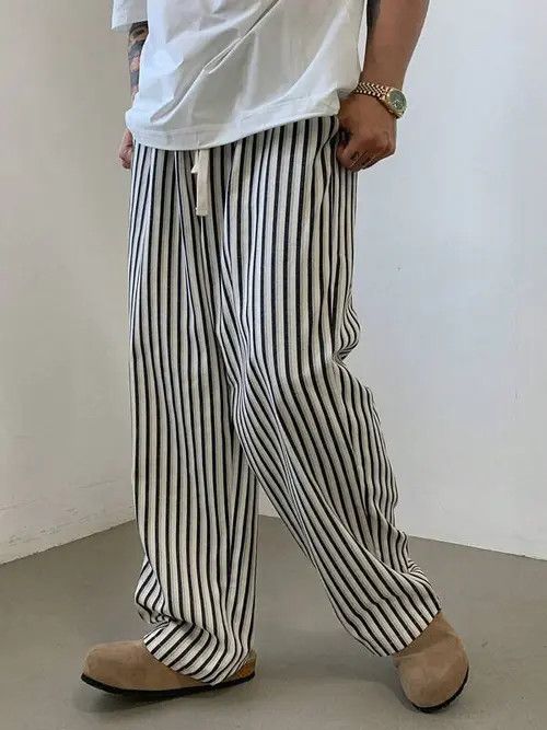 Japanese Brand Sawako x Ryoko Stripe pyjama Vintage Straight Sweatpants Size US 34 / EU 50 - 1 Thumbnail