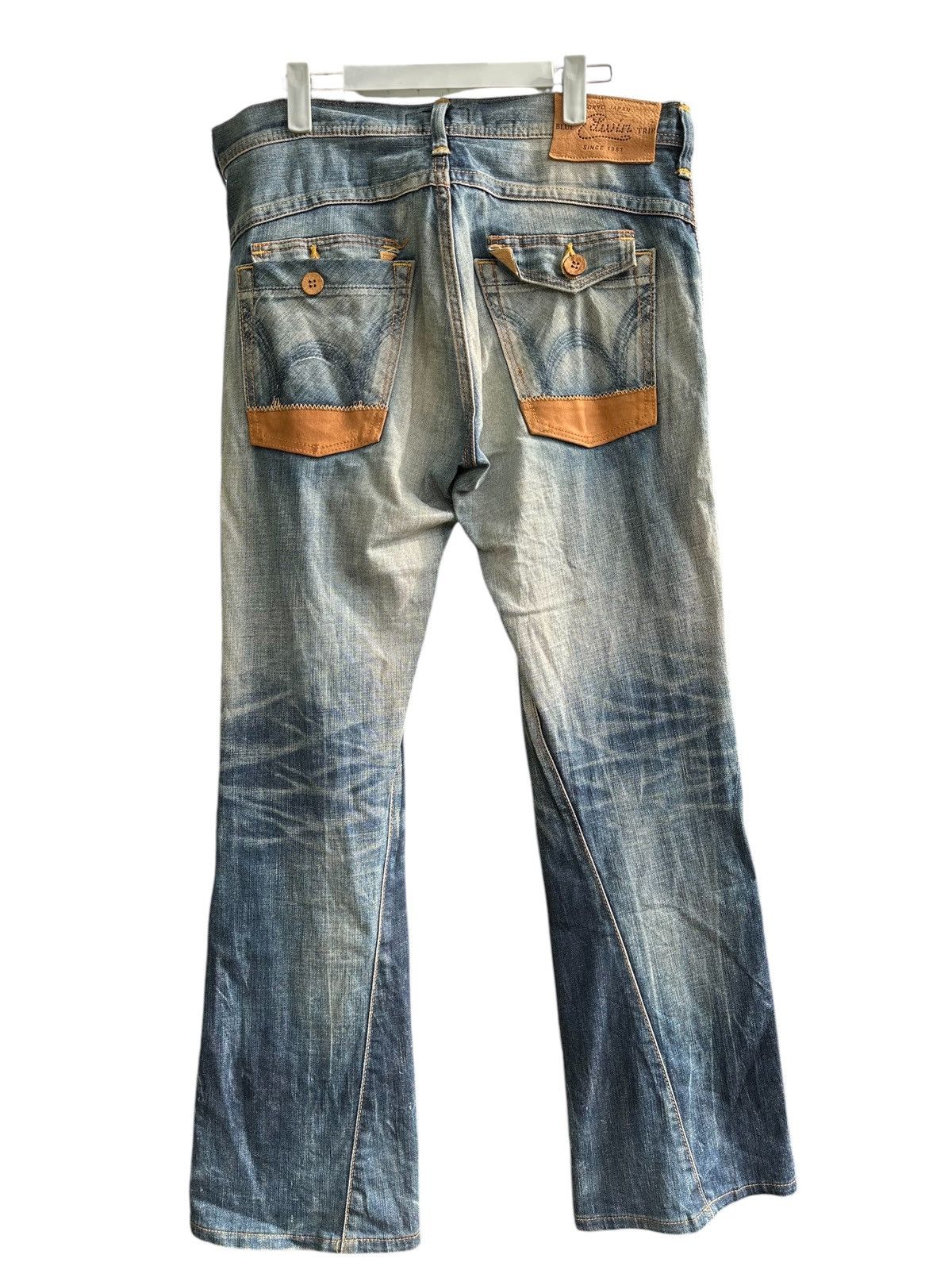 If Six Was Nine Distress Edwin Flare Tokyo Blue Trip Made In Japan. Size US 34 / EU 50 - 1 Thumbnail