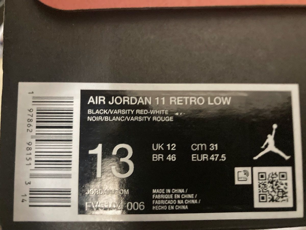 Nike Nike Air Jordan Retro 11 Low BLK/RED 2025-DEADSTOCK Size US 13 / EU 46 - 19 Thumbnail