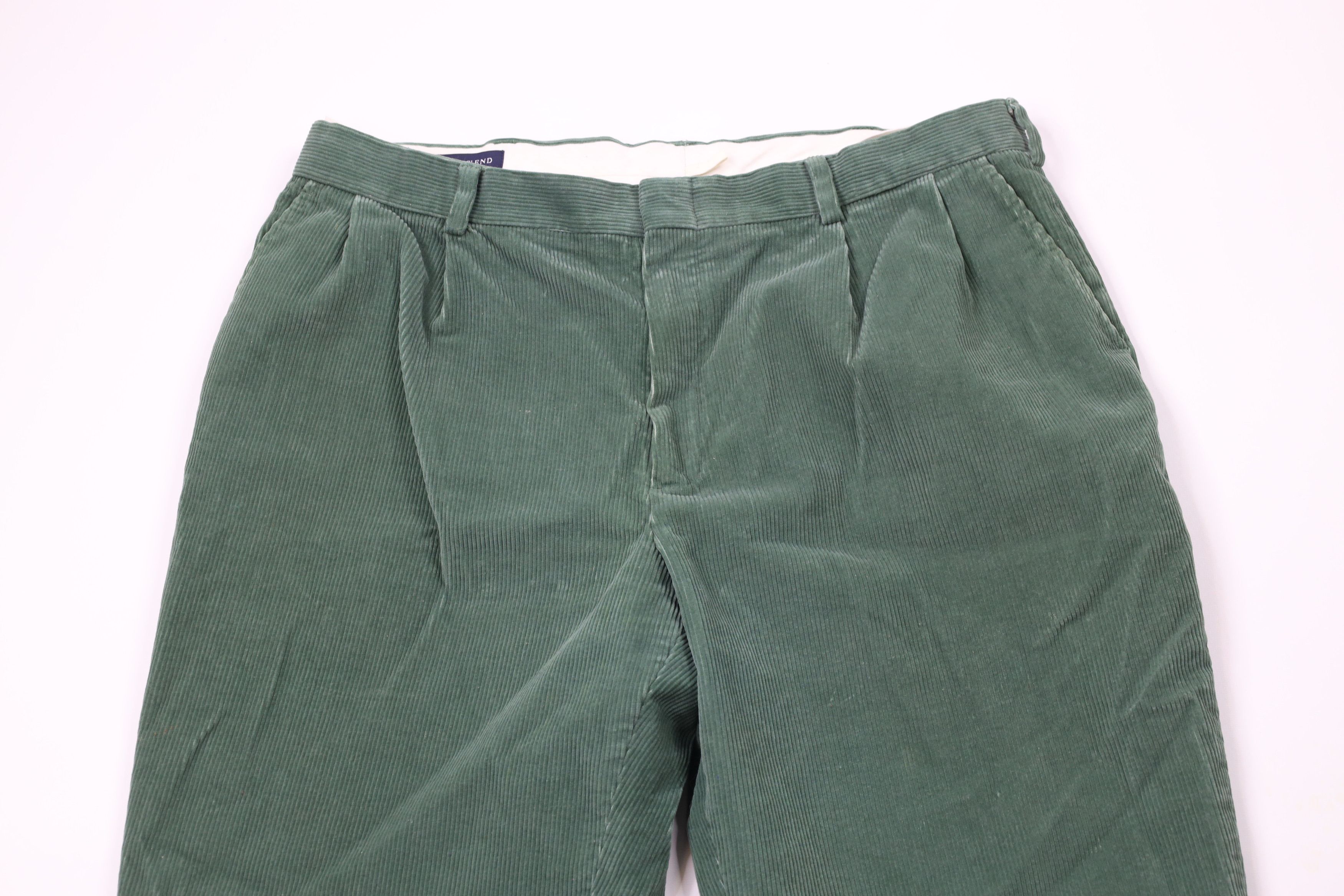Lands' End × Vintage Vintage 90s Lands End Wide Leg Corduroy Chino Pants Green Size US 38 / EU 54 - 2 Thumbnail