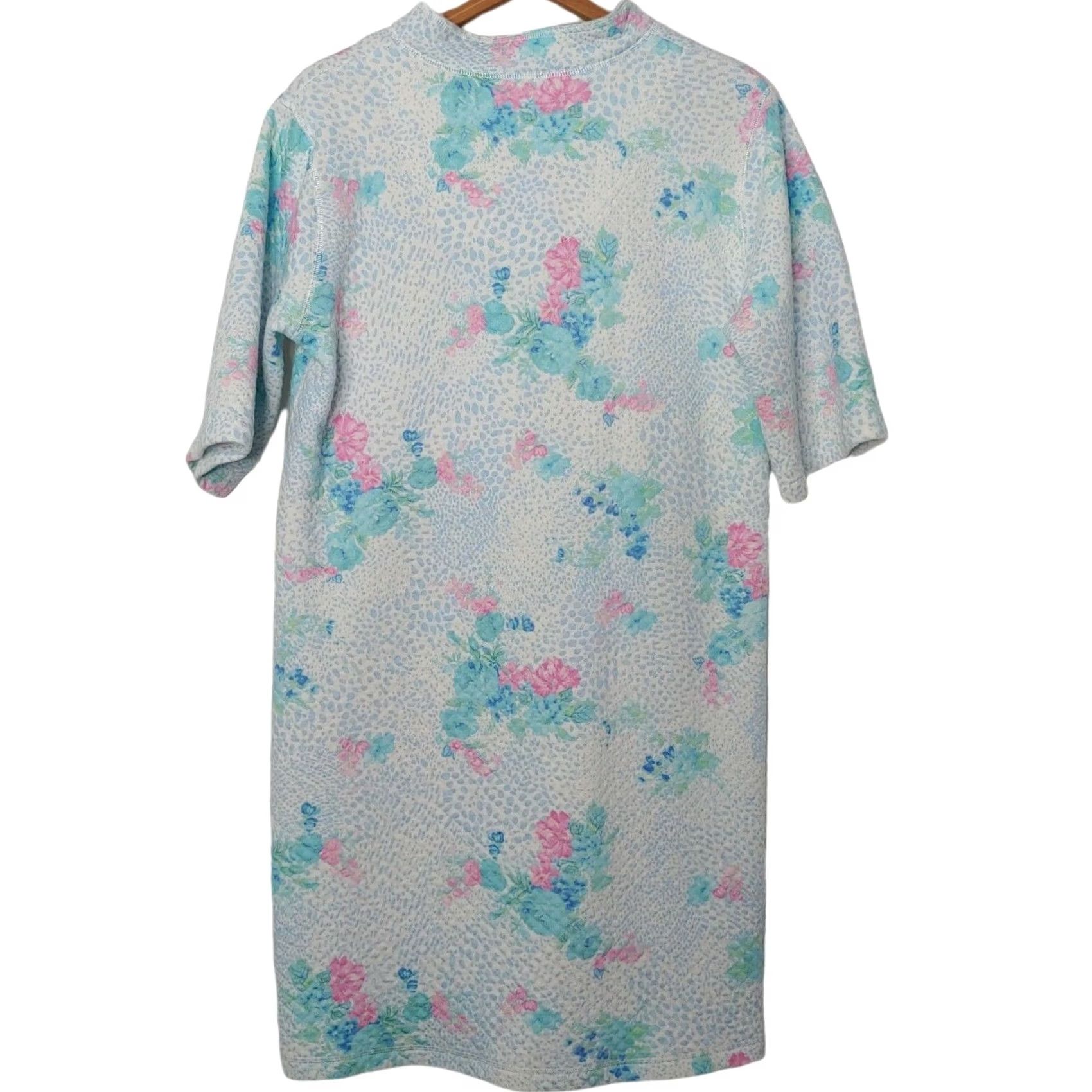 Vintage VINTAGE House Coat L/XL Full Zip Knit Quilted Floral White Blue Grannycore Womens Shirt Size L / US 10 / IT 46 - 6 Thumbnail