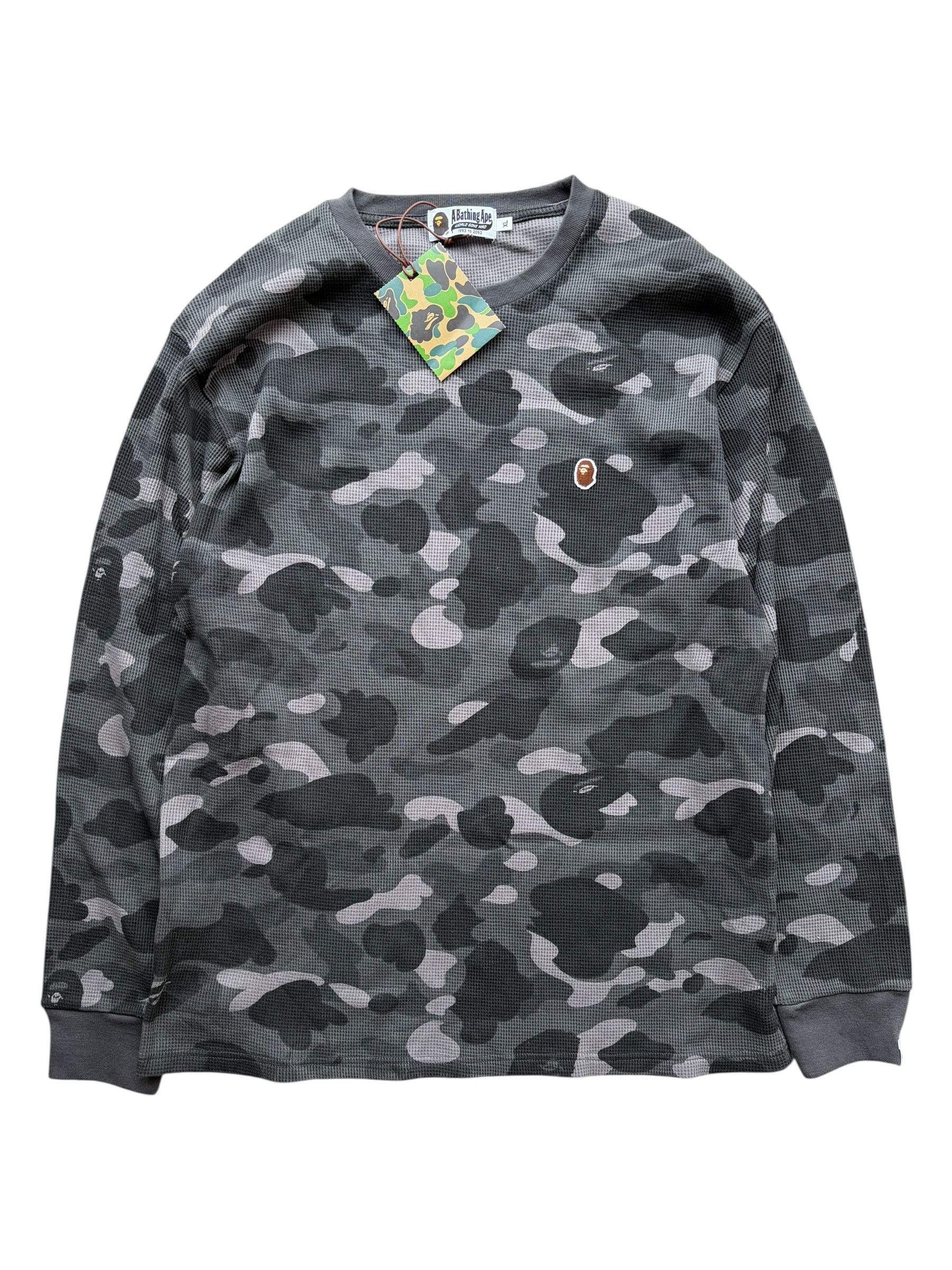 Bape Bape Grey Camo Mini Ape Head Thermal Longsleeve T-Shirt Size US XL / EU 56 / 4 - 1 Thumbnail