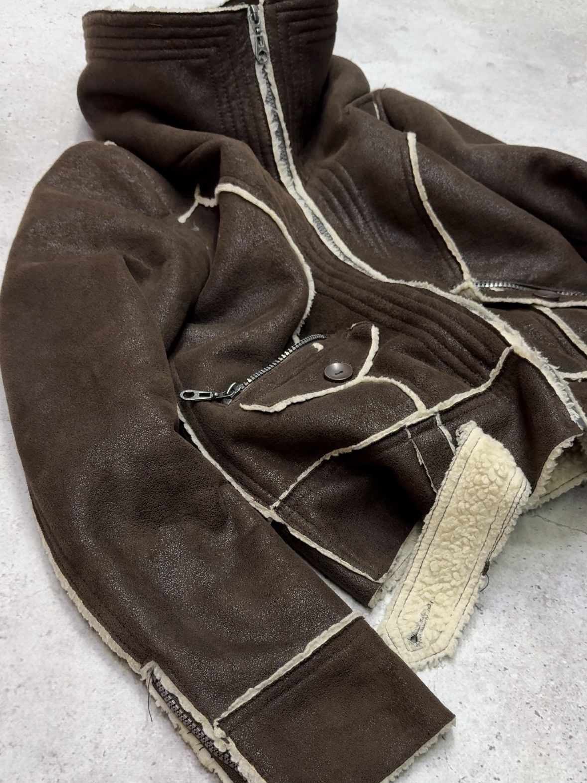 Japanese Brand Vintage Faded Big Neck Rick Owens Style Suede Jacket Size US M / EU 48-50 / 2 - 3 Thumbnail