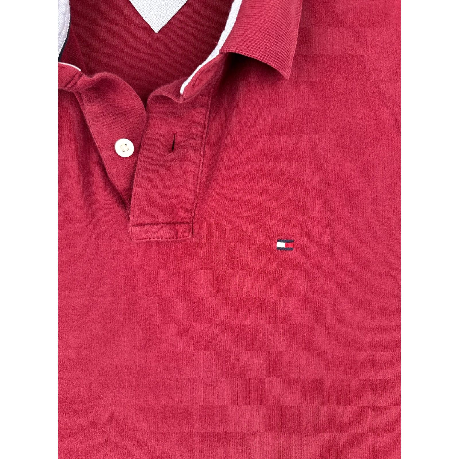 Tommy Hilfiger Tommy Hilfiger Polo Shirt Men Large Red Cotton Slim Fit Short Sleeve Activewear Size US L / EU 52-54 / 3 - 6 Thumbnail