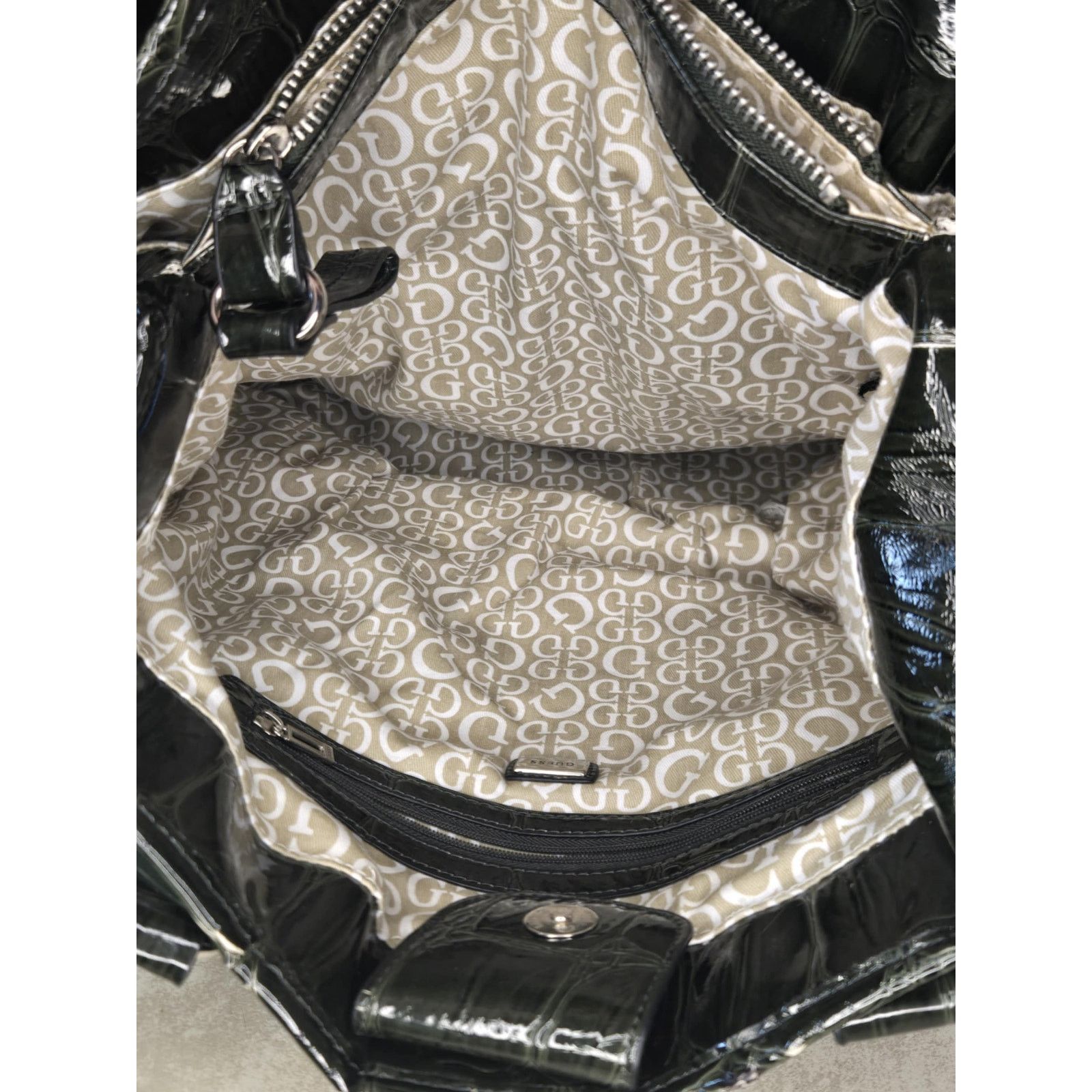 Guess Guess dark green croc print large shoulder bag Size ONE SIZE - 3 Thumbnail