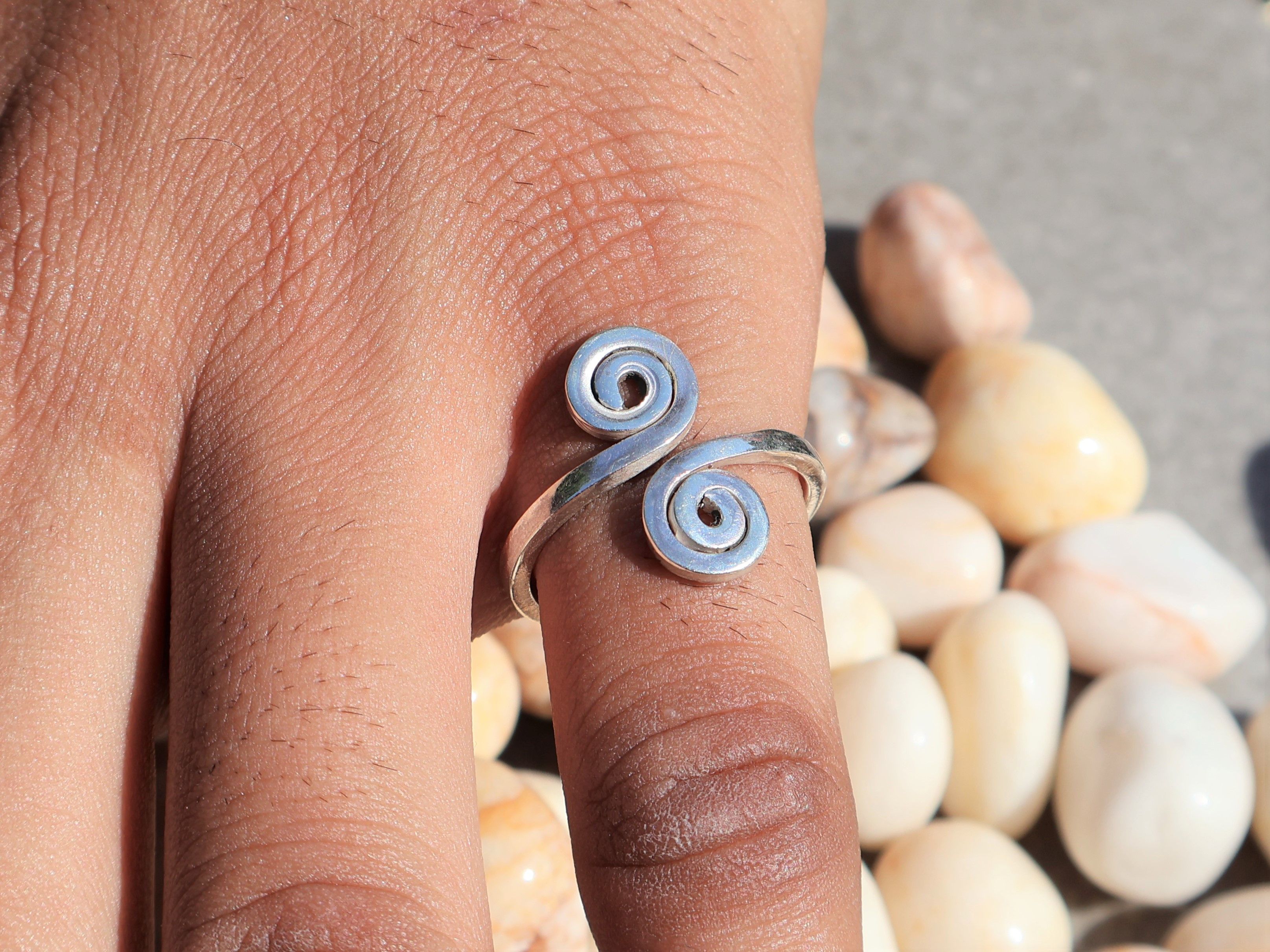 Handmade Spiral ring, Handmade Sterling silver ring, Double Spiral Size ONE SIZE - 7 Thumbnail
