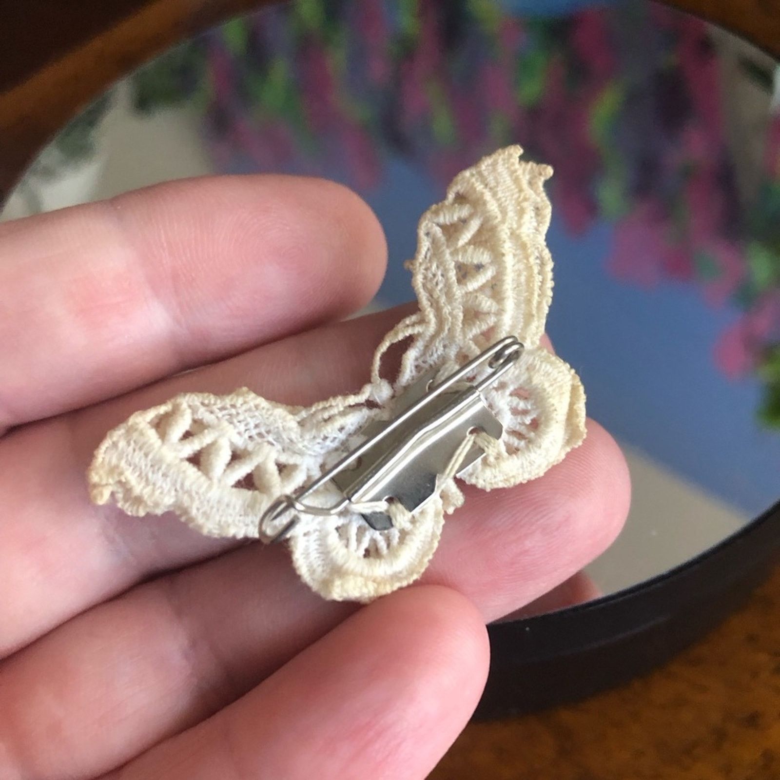 Vintage Vintage handmade crochet lace butterfly brooch pin Size ONE SIZE - 6 Thumbnail