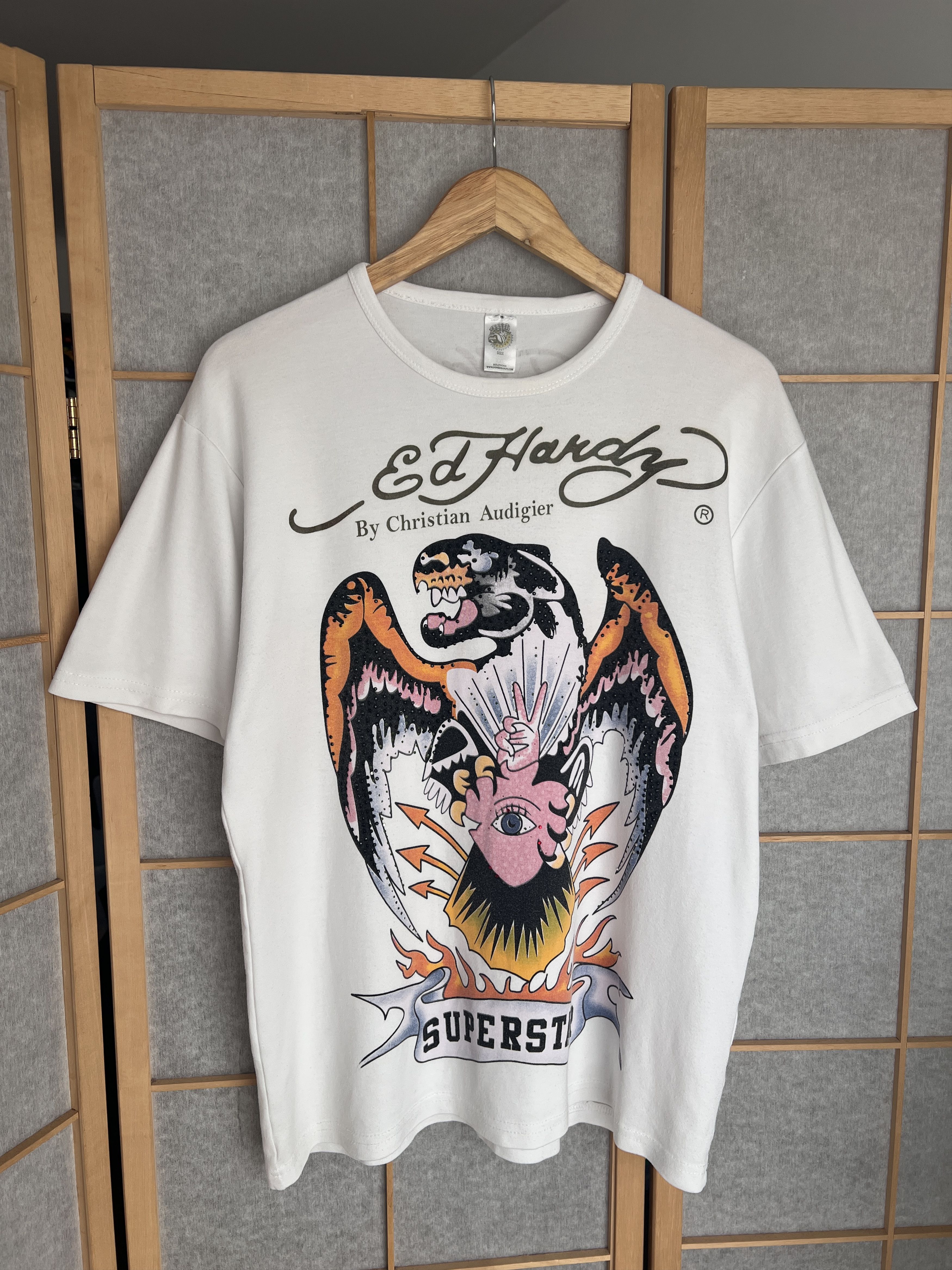 Ed Hardy Crazy Ed Hardy Superstar Rhinestones vintage printed t shirt Size US XL / EU 56 / 4 - 1 Thumbnail