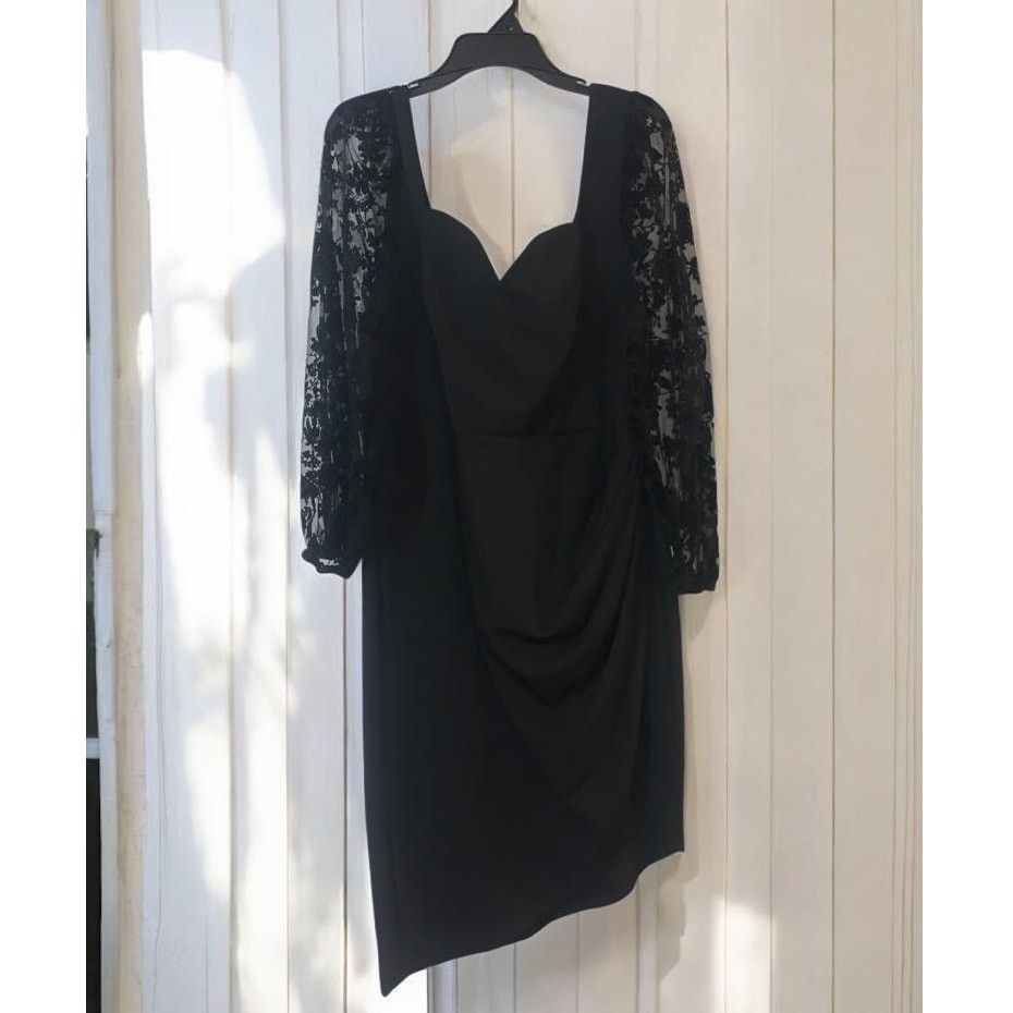 Other Asymmetric Formal Dress Black Long 3/4 Sleeve Lace 2XL Women Size XXL / US 16-18 / IT 52-54 - 2 Thumbnail