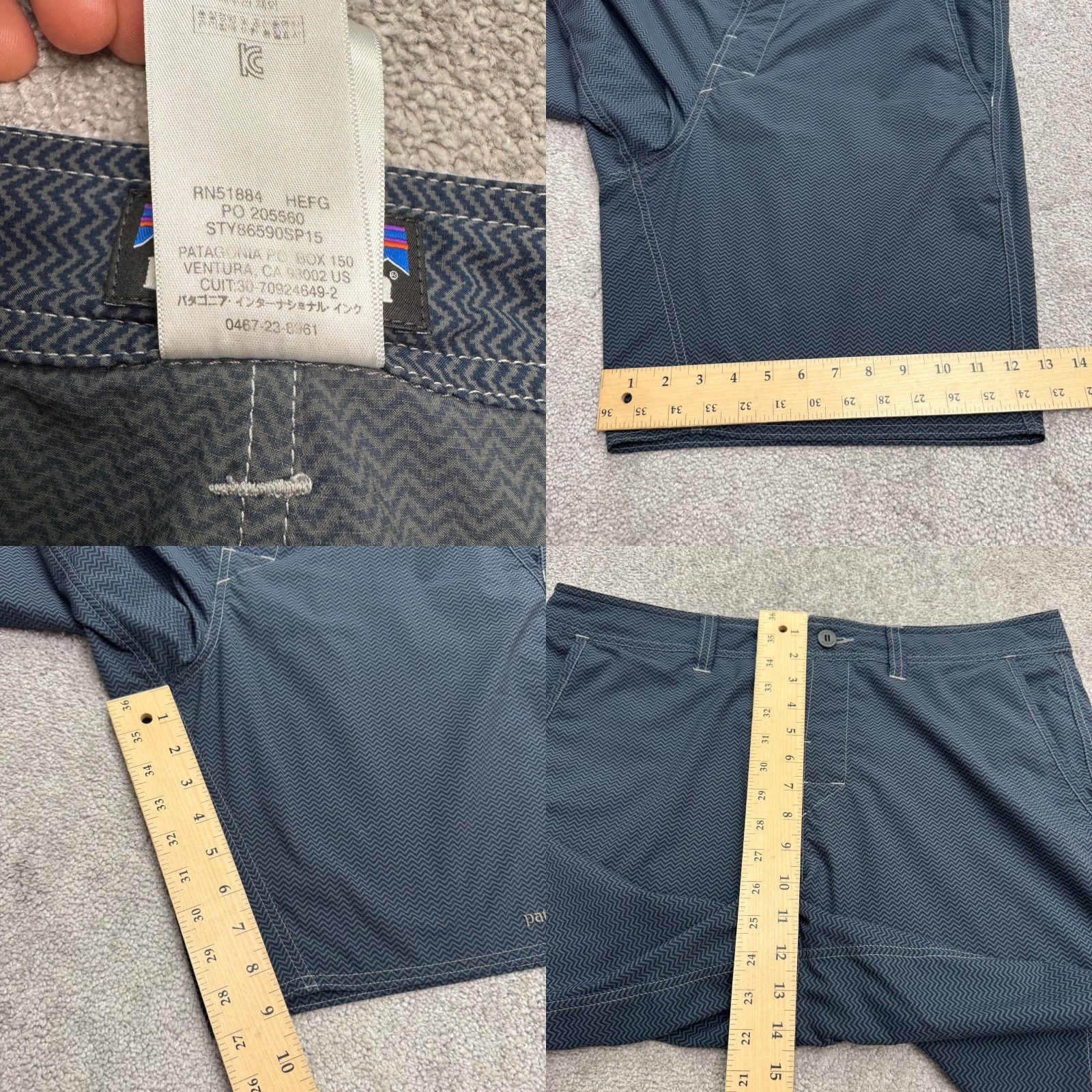 Prana Patagonia Hybrid Board Shorts Swim Trunks Mens 36 Blue Gray Herringbone Swimwear Size US 36 / EU 52 - 9 Thumbnail