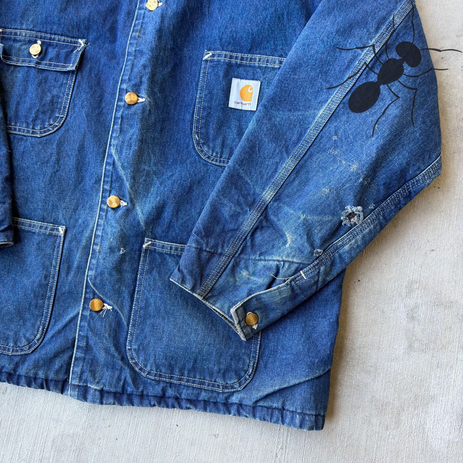 Carhartt × Vintage Vintage Carhartt denim blue chore button up coat work jacket Size US XL / EU 56 / 4 - 4 Thumbnail