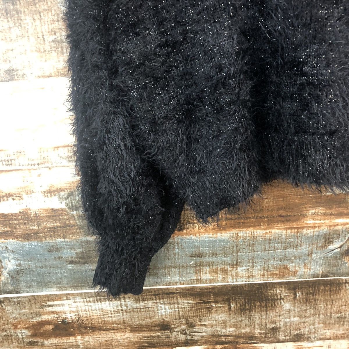 GU DL GU Black shaggy fur Mohair Knitwear #C321 Size M / US 6-8 / IT 42-44 - 7 Thumbnail