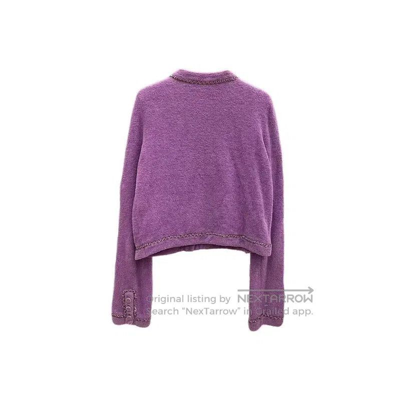 Chanel Chanel Purple Cotton Long Sleeve Cardigan . Size S / US 4 / IT 40 - 2 Thumbnail