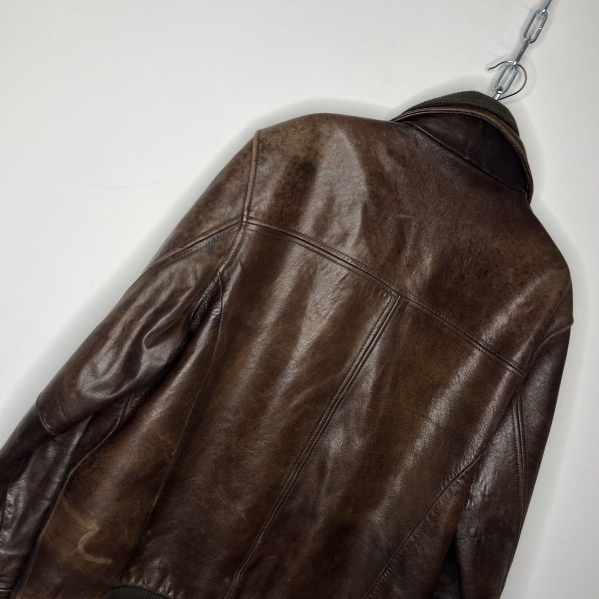 Leather Vintage Brown Leather Motor Biker Jacket Trucker Genuine Size US L / EU 52-54 / 3 - 9 Thumbnail