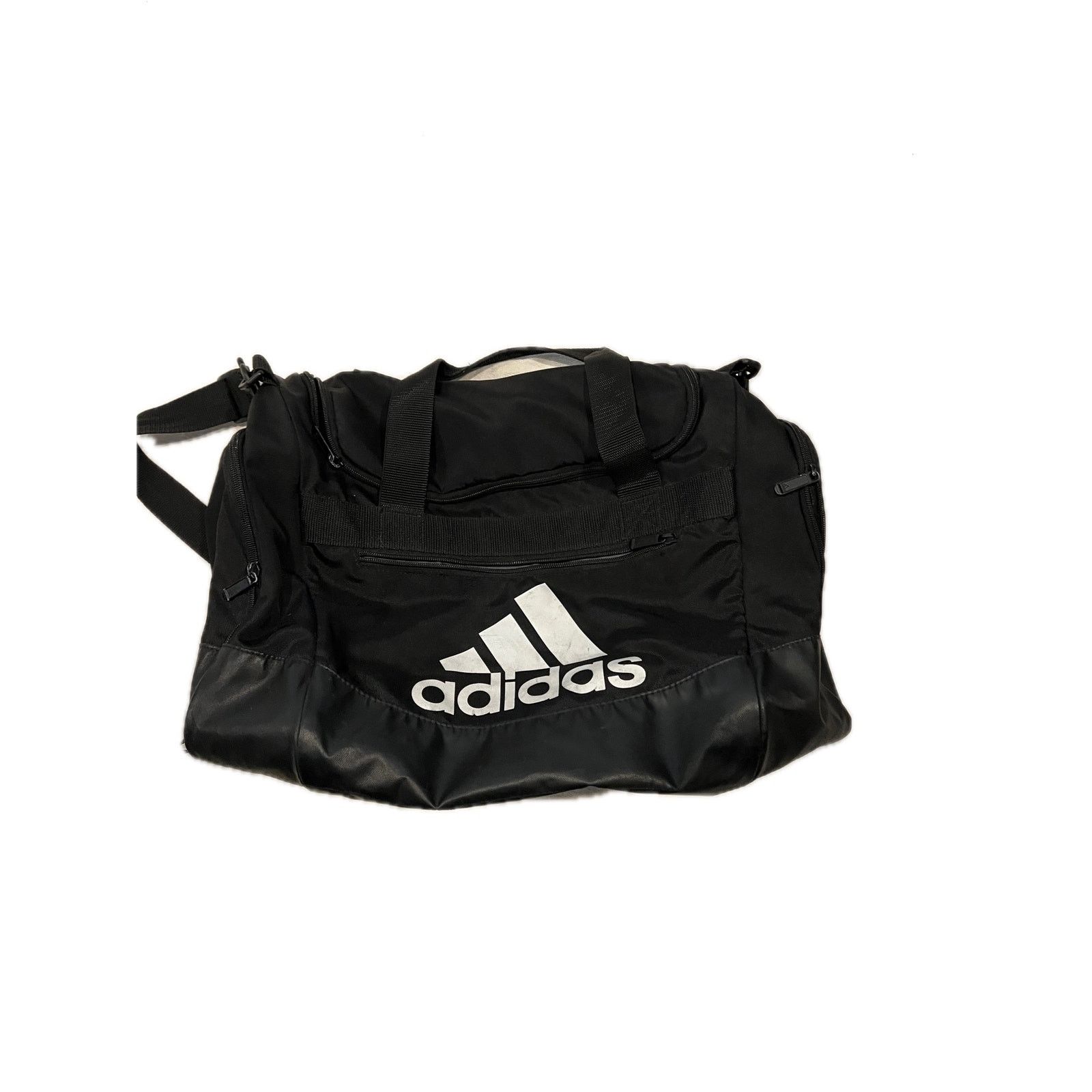 Adidas Adidas Faux Leather Medium 18"x12"x10" Black Duffel Gym Bag Size ONE SIZE - 1 Thumbnail
