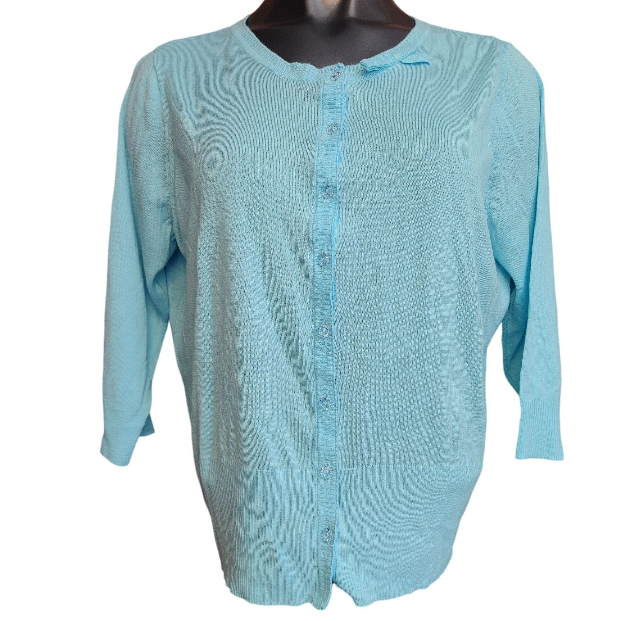 Other I,E Woman Light Blue Knit Cardigan Sweater 1X Size XL / US 12-14 / IT 48-50 - 1 Thumbnail