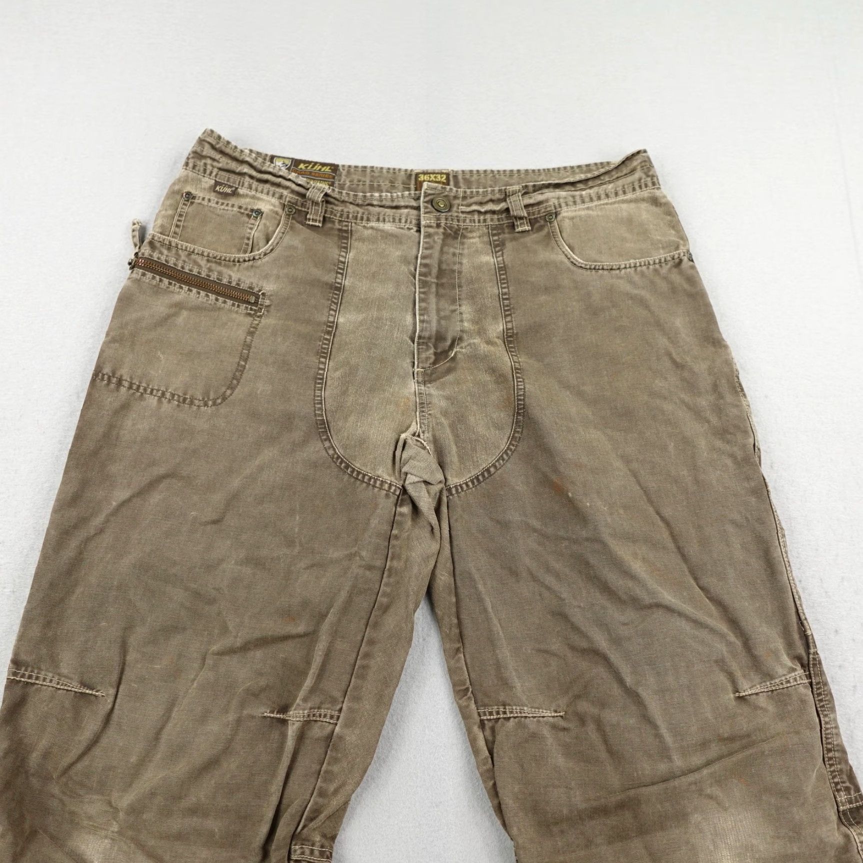 Vintage Kuhl Pants Mens 36x32 Brown Crag Series Canvas Utility Articulated Knee Outdoors Size US 36 / EU 52 - 2 Thumbnail
