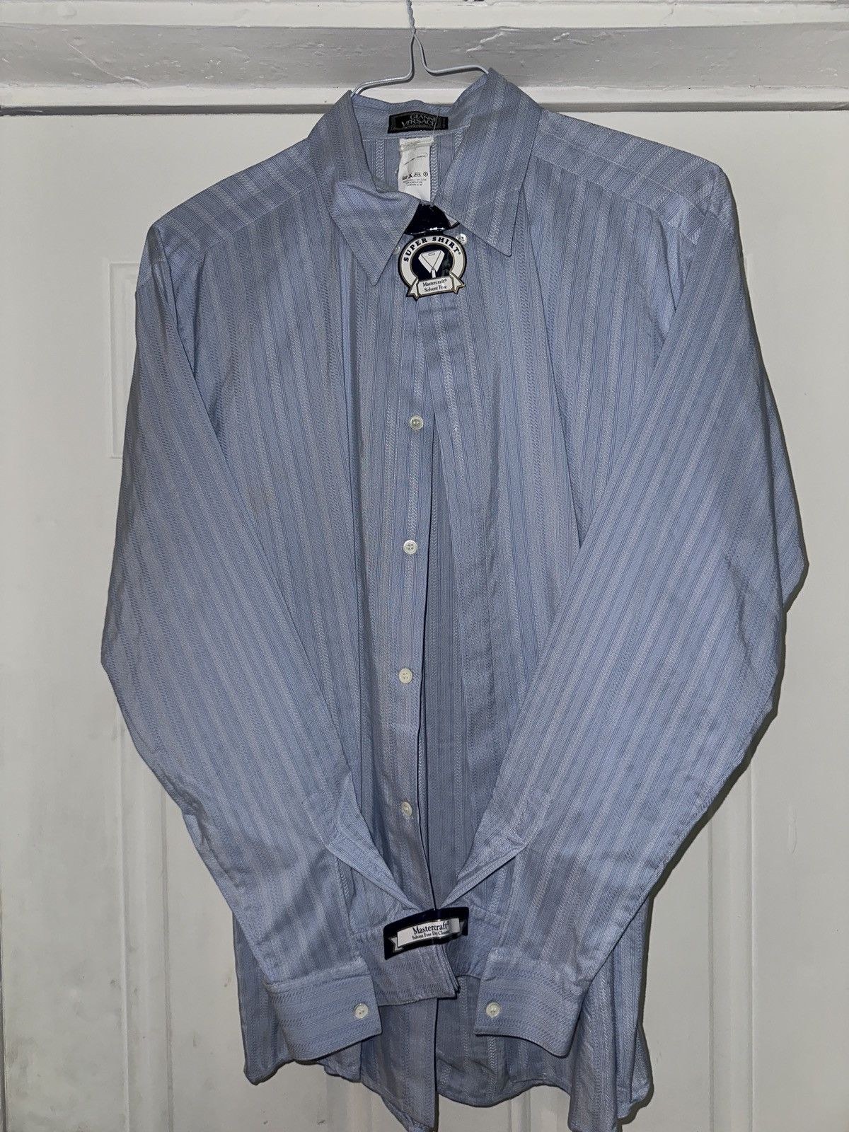 Image of Vintage Gianni Versace Button Up in Blue, Men's (Size Small)