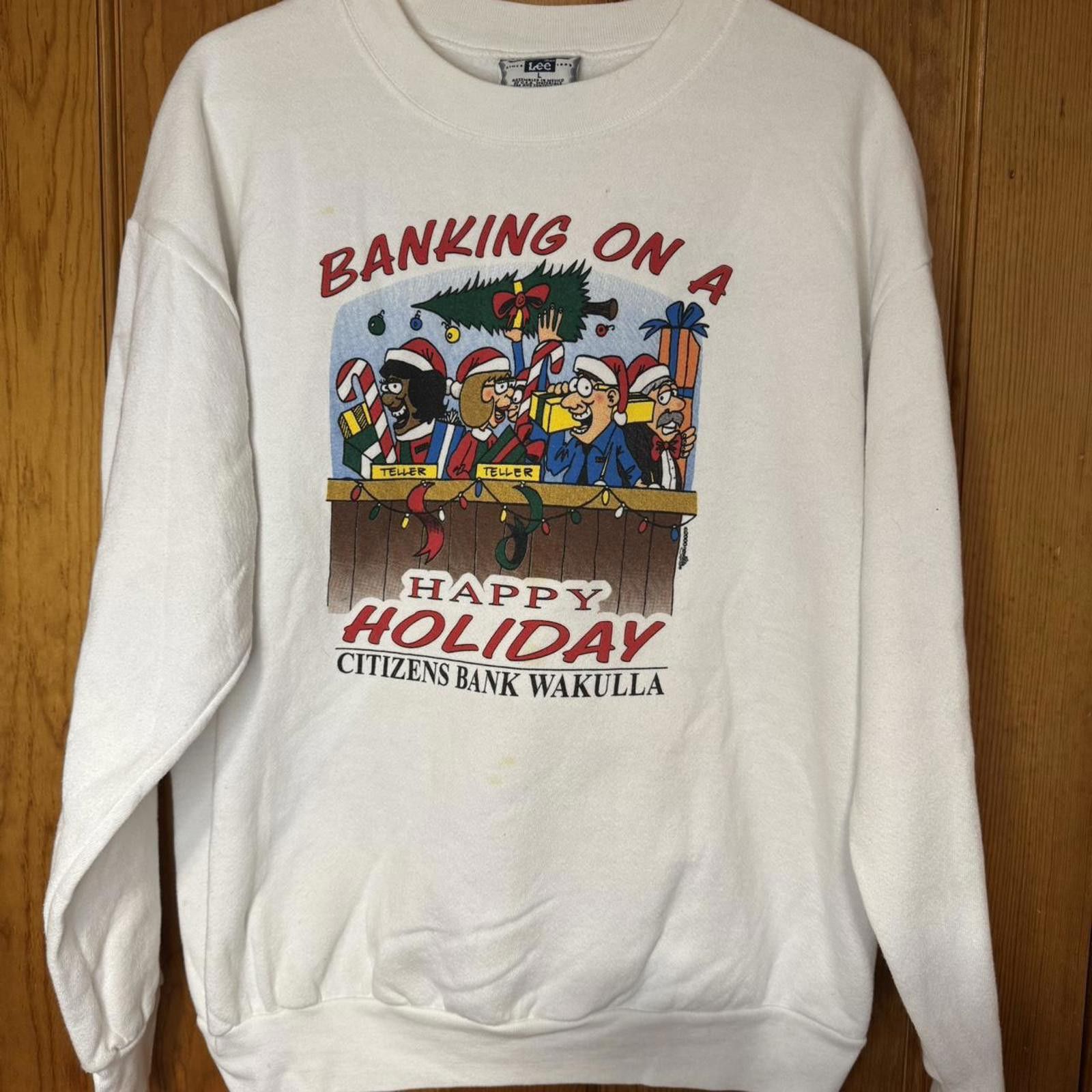 Lee White vintage 90s Christmas crewneck sweatshirt christmas Size US L / EU 52-54 / 3 - 1 Thumbnail