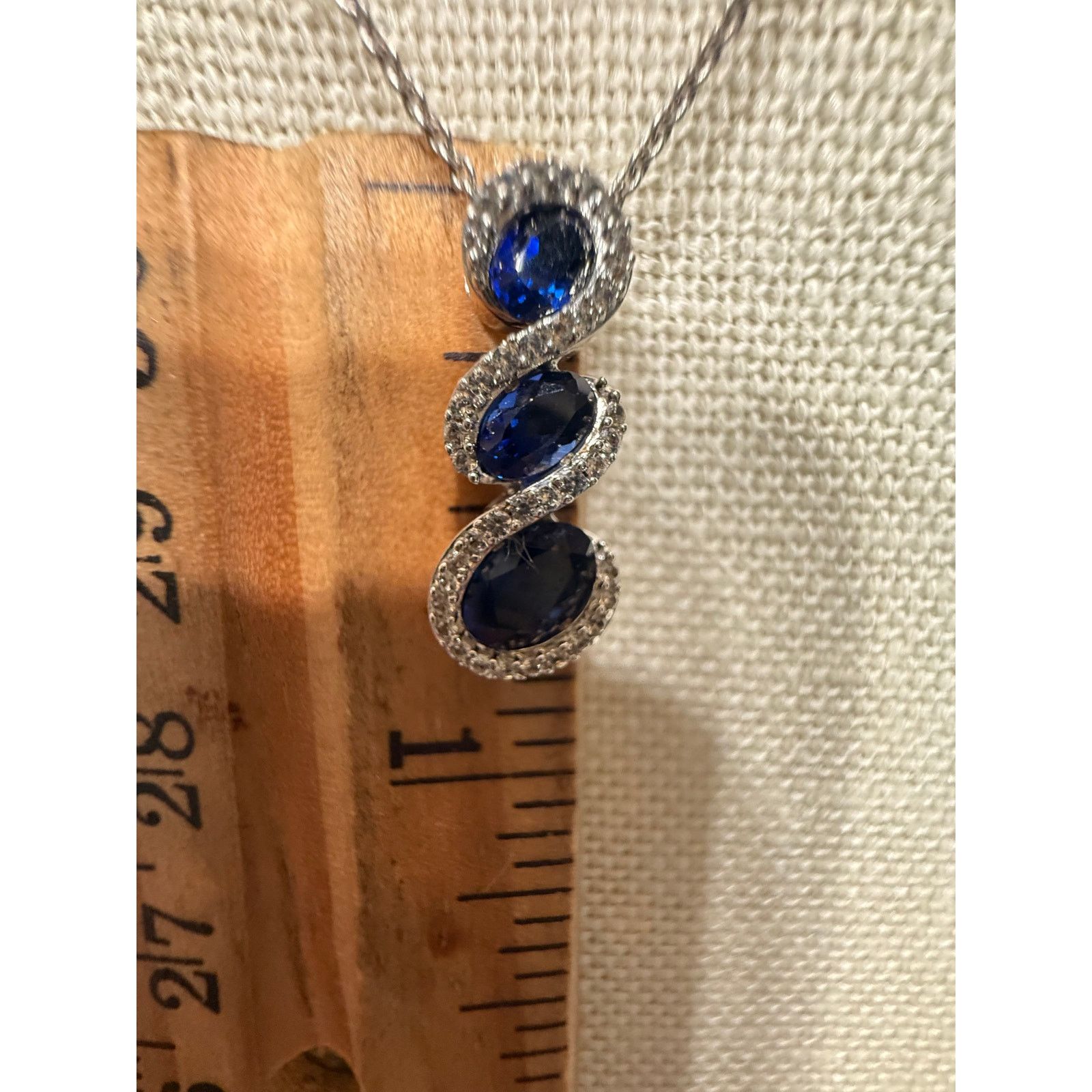 Other Vtg Sterling Silver authentic Sapphire Necklace 16” Size ONE SIZE - 3 Thumbnail