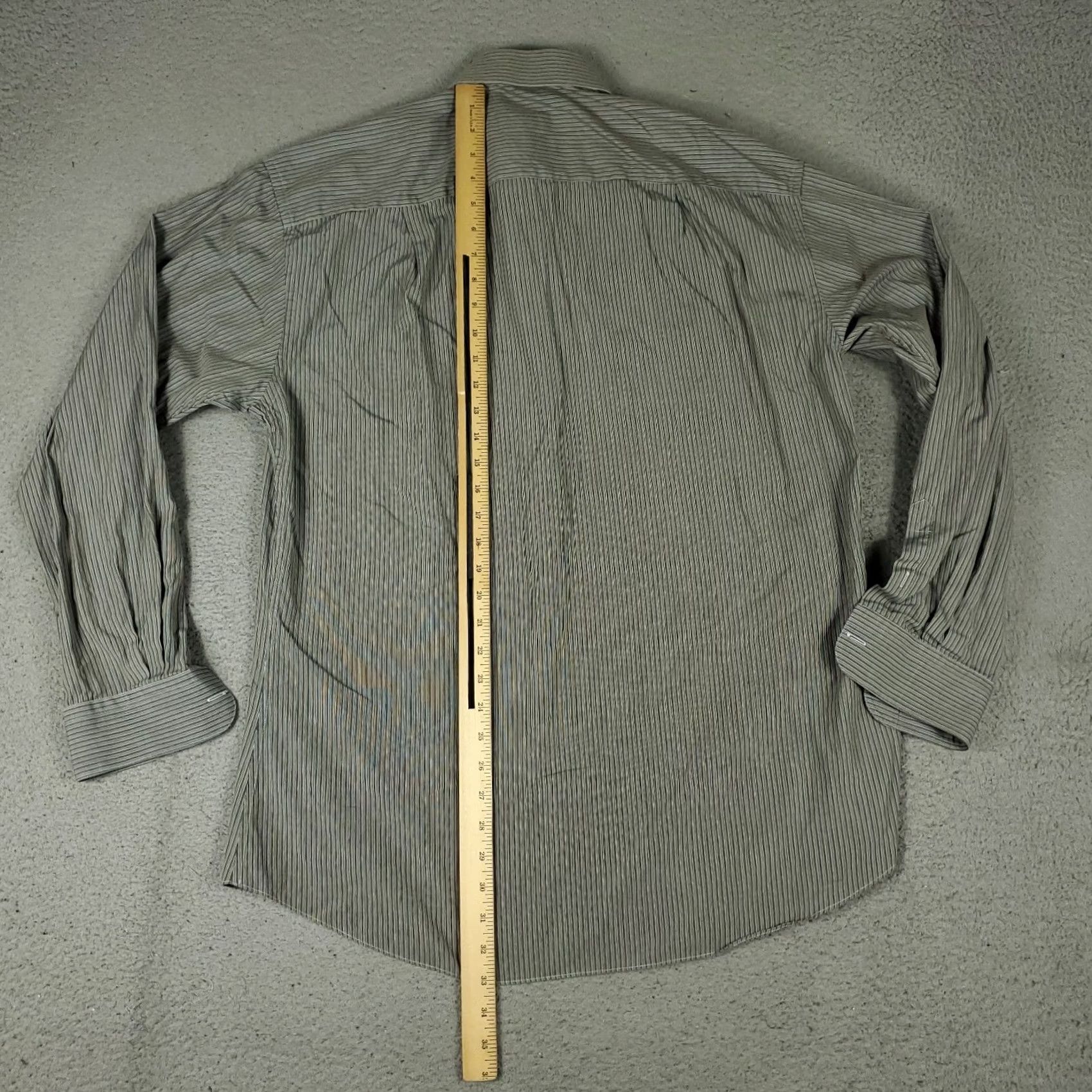 Ermenegildo Zegna Ermenegildo Zegna Shirt Mens 16.5 41 Beige Gray Striped Dress Button Up Size 46R - 3 Thumbnail