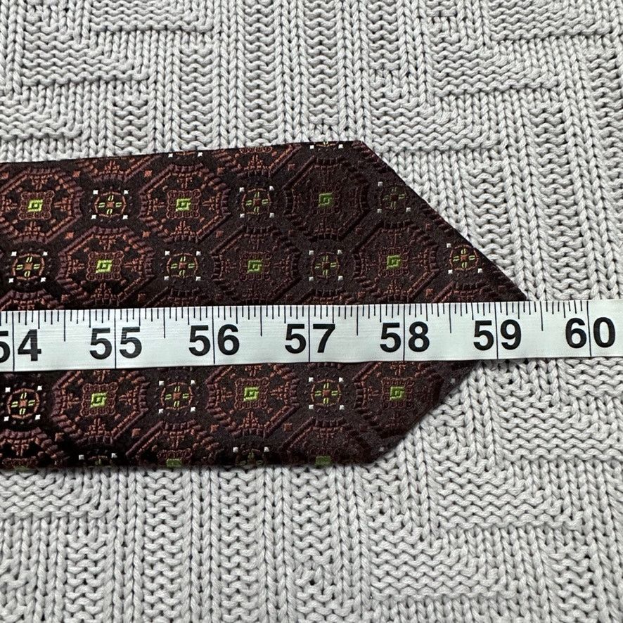 Paul Fredrick Paul Fredrick brown geometric print silk tie Size ONE SIZE - 4 Thumbnail