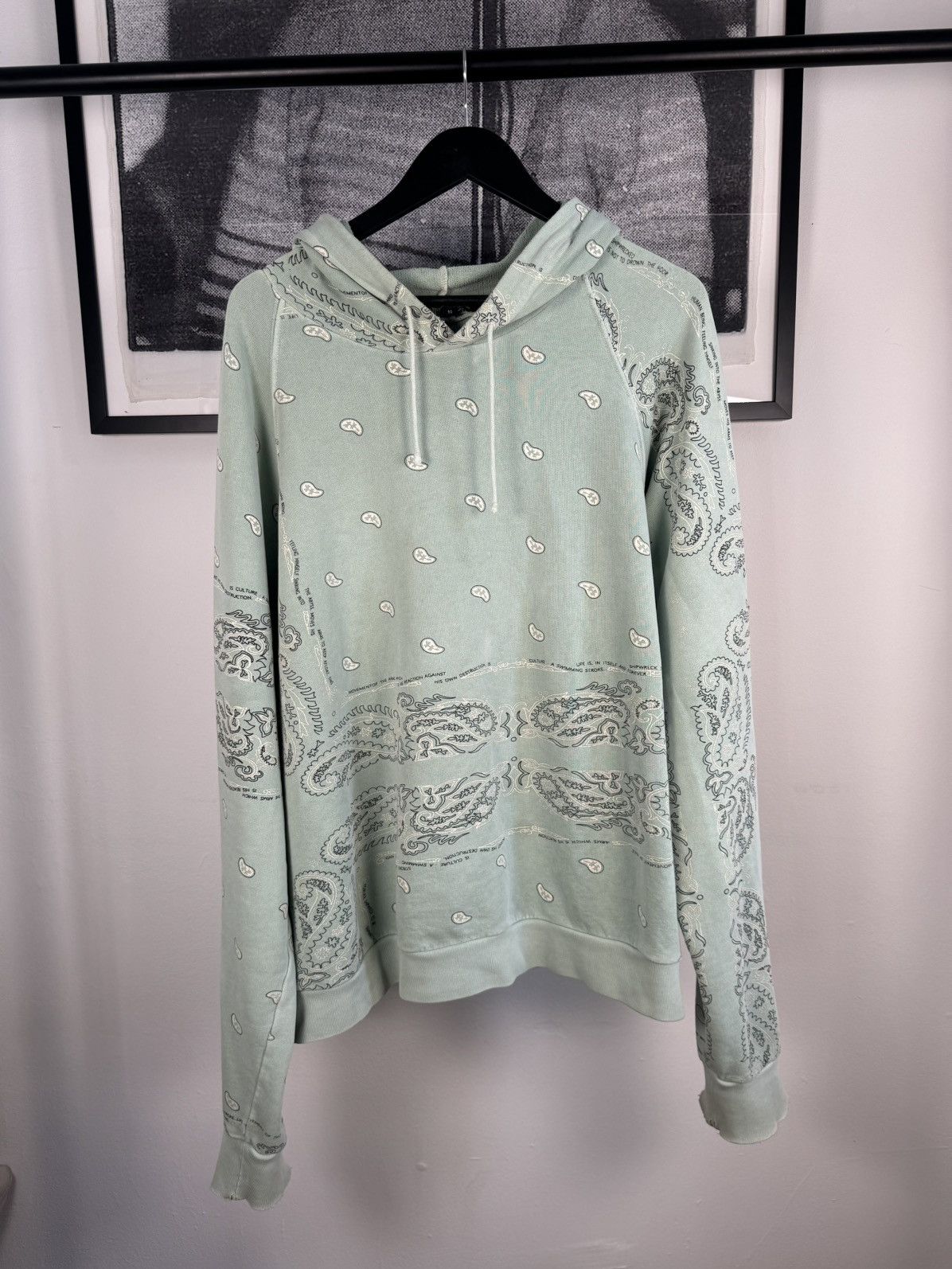 Raf Simons 🚭ARCHIVE GRAIL🚭 F/W 2004-2005 "WAVES" SEAFOAM PAISLEY HOODIE Size US XL / EU 56 / 4 - 13 Thumbnail