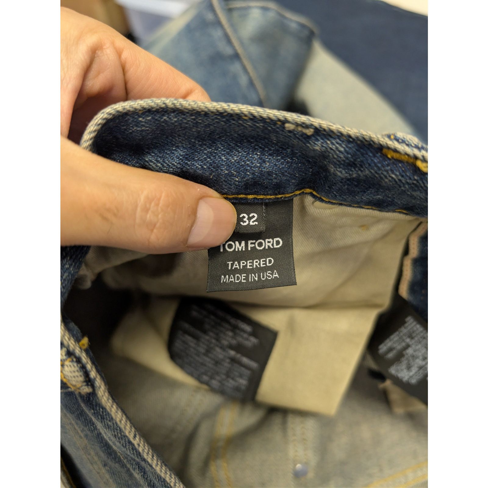 Tom Ford o1rshd1 Tapered Fit Denim Jeans in Indigo Blue Size US 32 / EU 48 - 16 Thumbnail