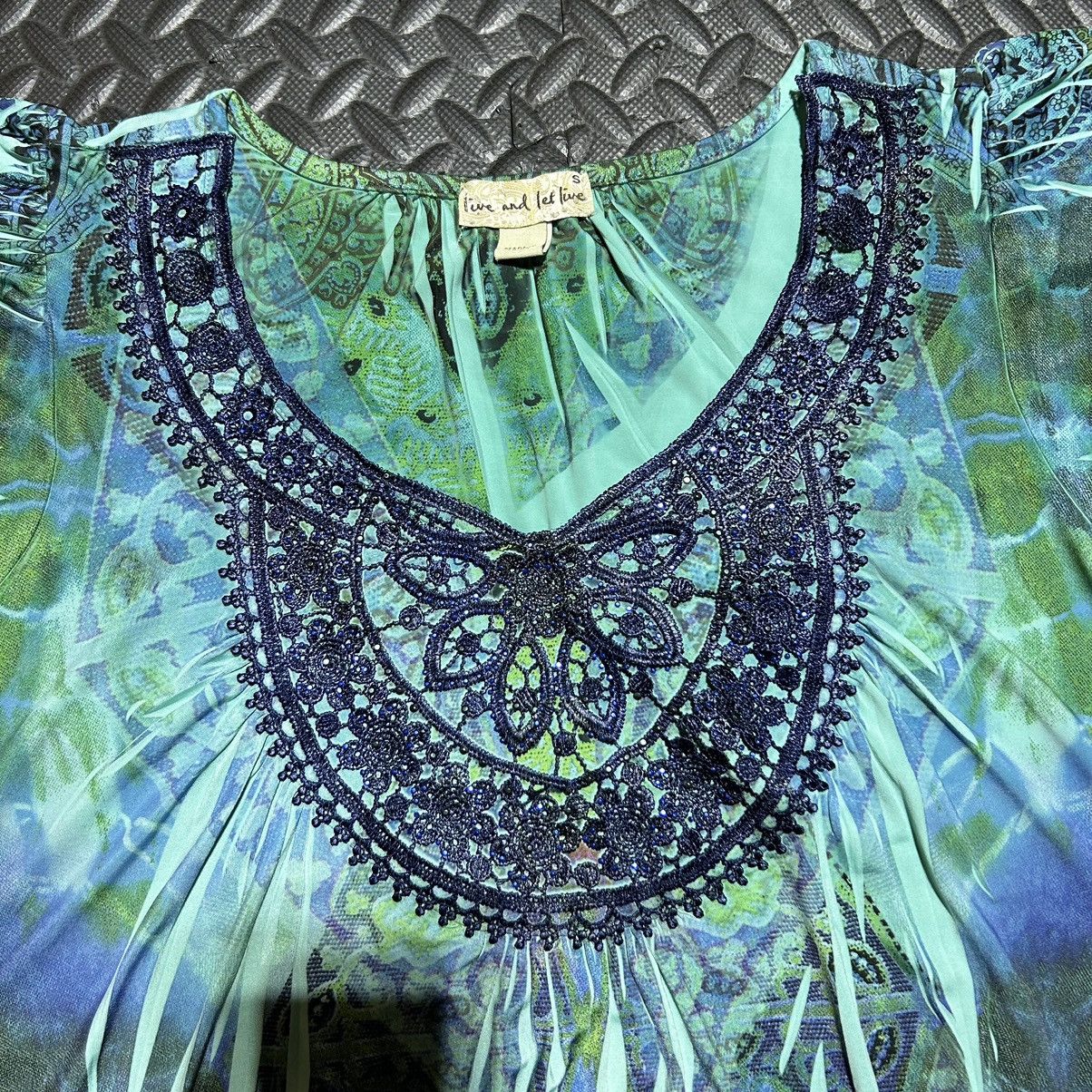Other Live and Let Live Womens Tunic Top Small Blue Paisley Jade Size S / US 4 / IT 40 - 3 Thumbnail