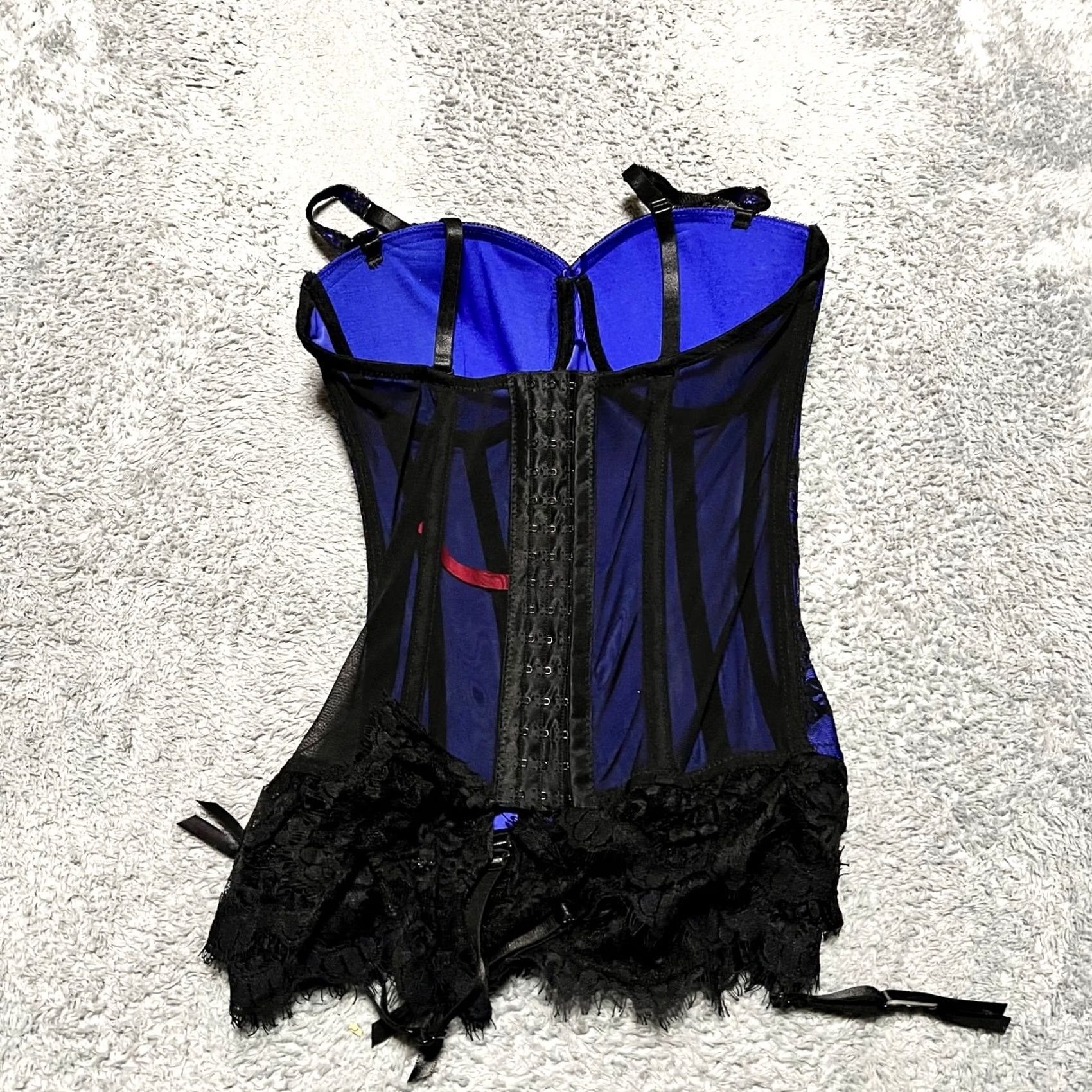 Vintage Seven 'til Midnight Womens XL Black Purple Lace Bra Size XL / US 12-14 / IT 48-50 - 2 Thumbnail