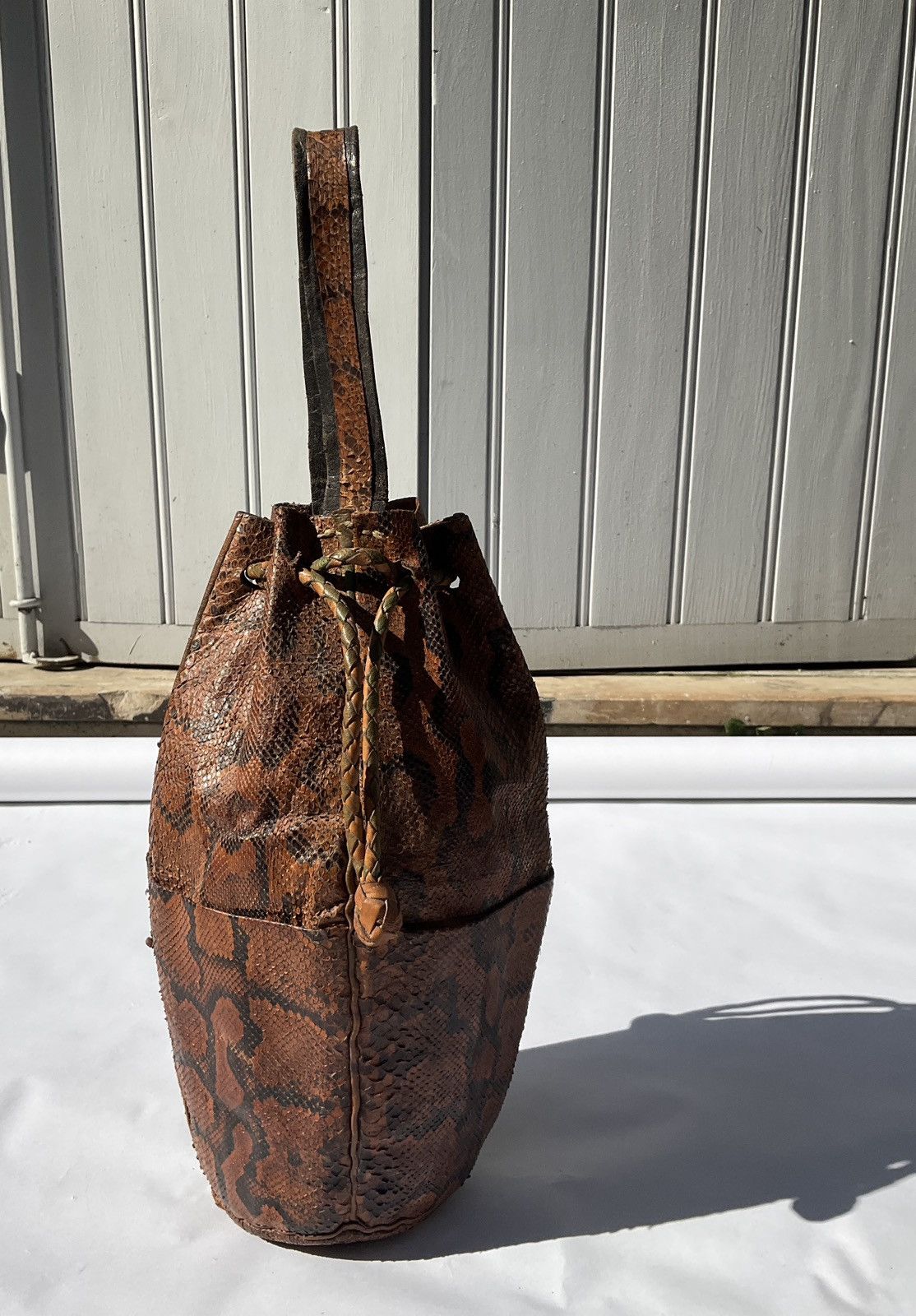 Vintage Python snakeskin leather bucket bag Size ONE SIZE - 1 Thumbnail