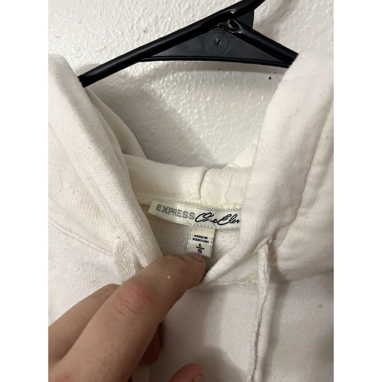 Express Express Women's Hoodie Sweatshirt White Solid Size Large Hooded Pockets Pullover - Womens Hoodie L White Express Brand Activewear Size L / US 10 / IT 46 - 3 Thumbnail
