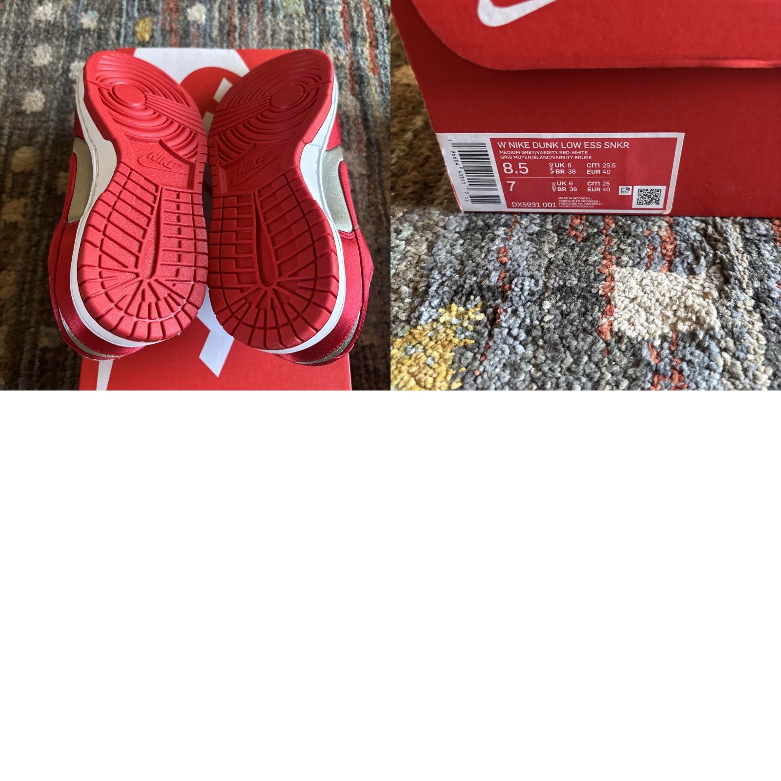 Nike Nike Dunk Low Satin Sneaker Women 8.5 Grey Varsity Red White Deadstock DX5931-001 Size US 9 / IT 39 - 8 Thumbnail