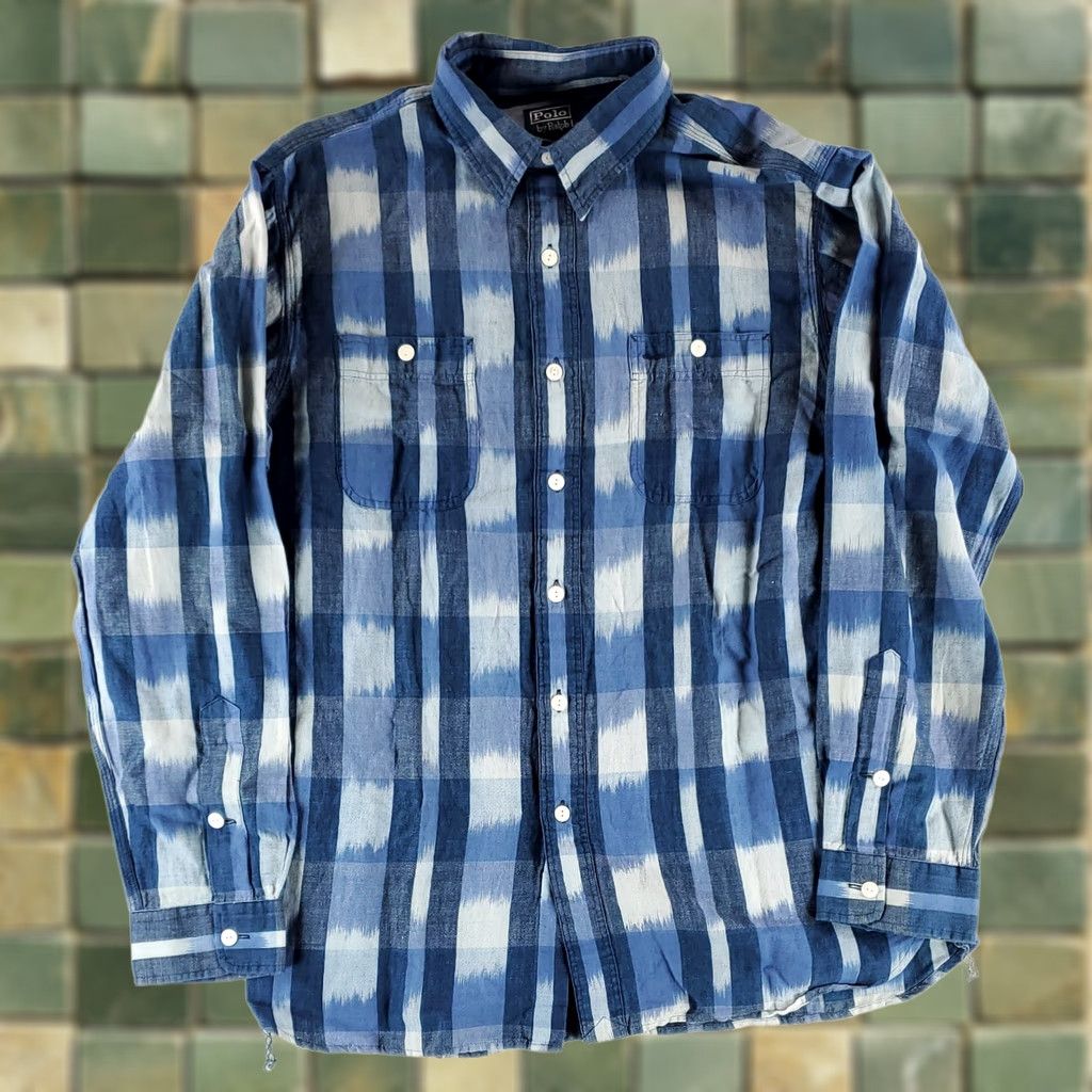 Polo Ralph Lauren Polo Ralph Lauren Shirt Button Up Cotton Linen Blend Blue Plaid Mens L Multicolor Long Sleeve Size US L / EU 52-54 / 3 - 1 Thumbnail