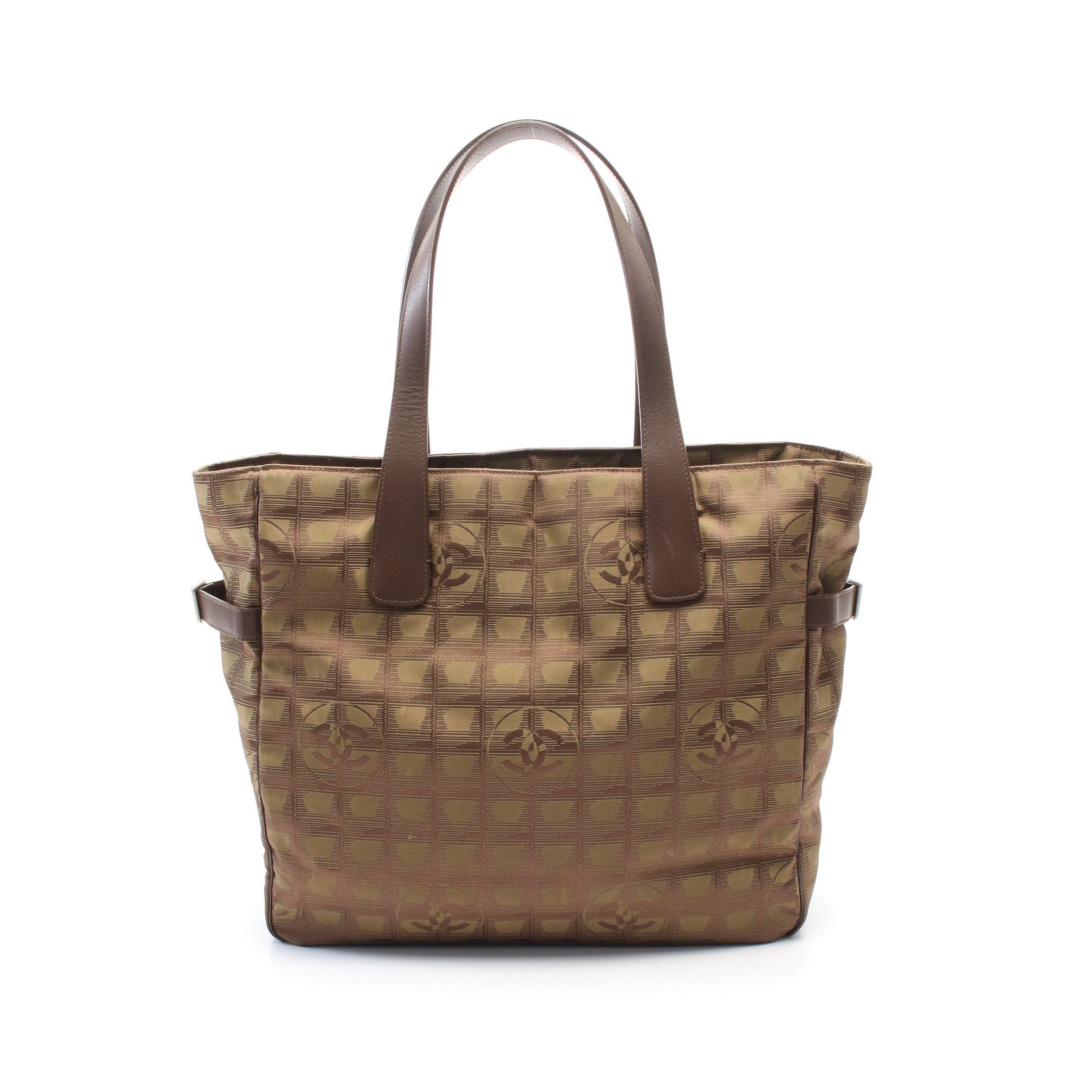 Chanel Chanel New Travel Line Gm Shoulder Bag Tote Nylon Canvas Leather Khaki Brown Silver Hardware Size ONE SIZE - 1 Thumbnail
