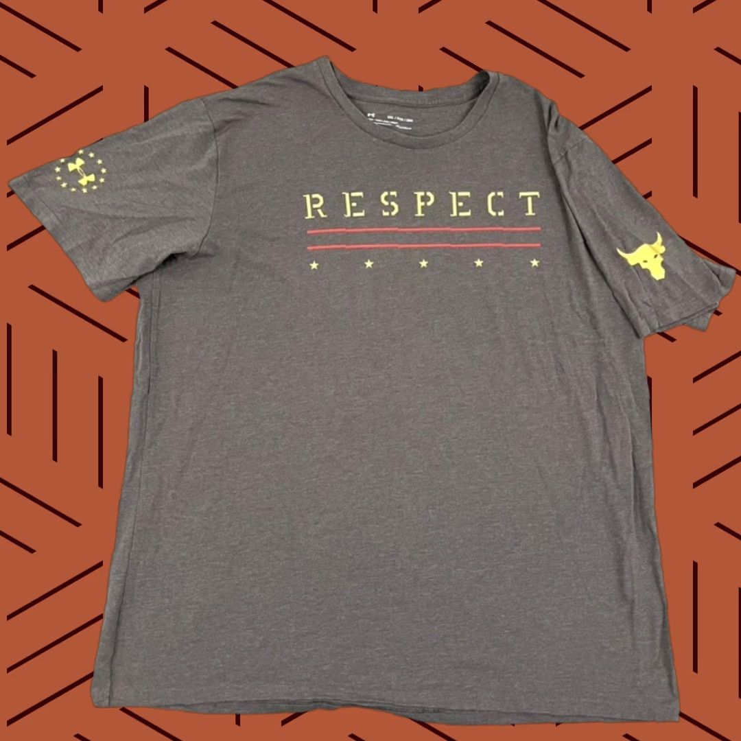 Under Armour UNDER ARMOUR x PROJECT ROCK Shirt Mens 2XL Gray Respect Graphic Tee Workout Gym Size US XXL / EU 58 / 5 - 1 Thumbnail