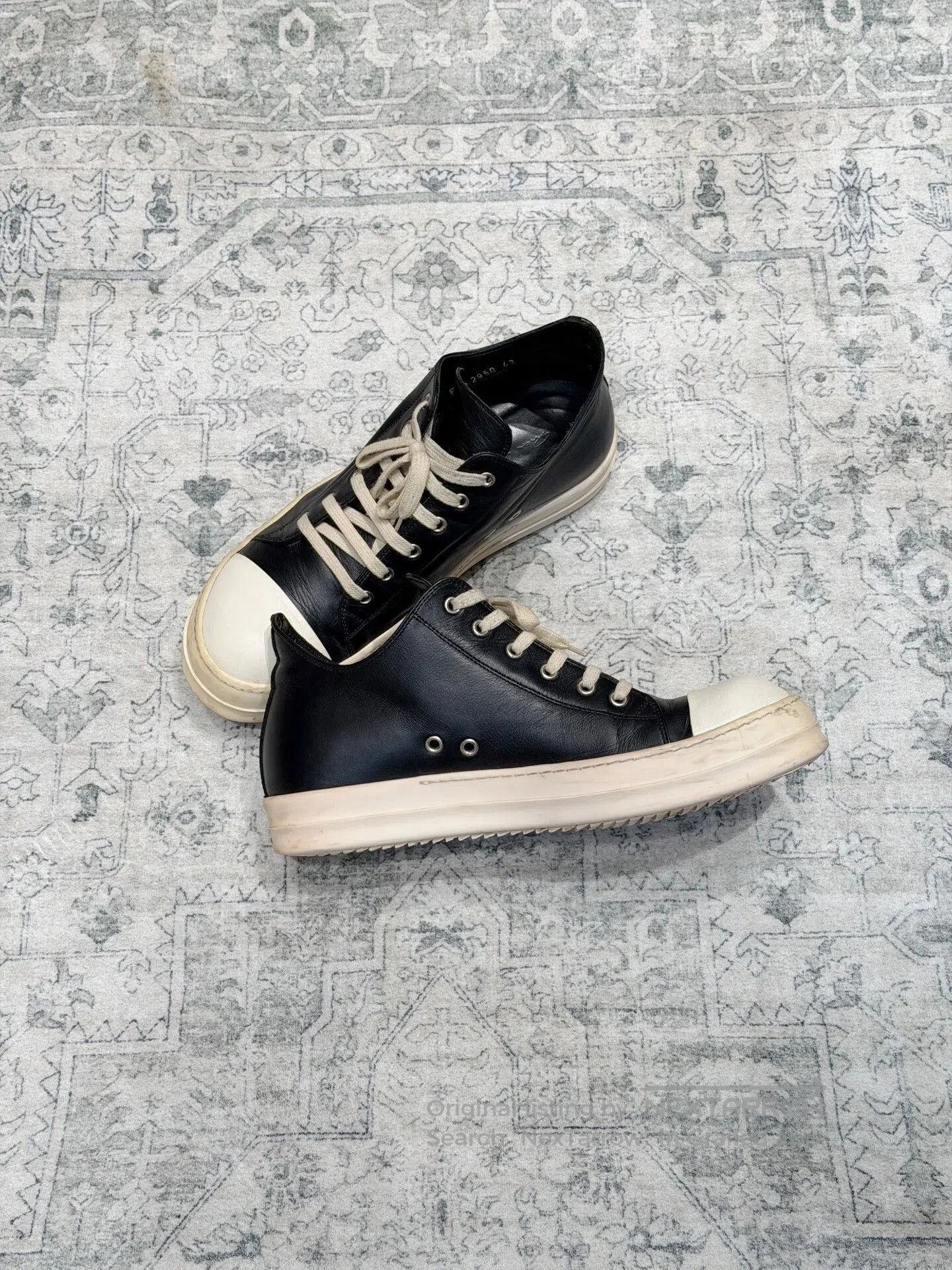 Rick Owens Rick Owens Low-Top Leather Black White. Size US 10 / EU 43 - 6 Thumbnail