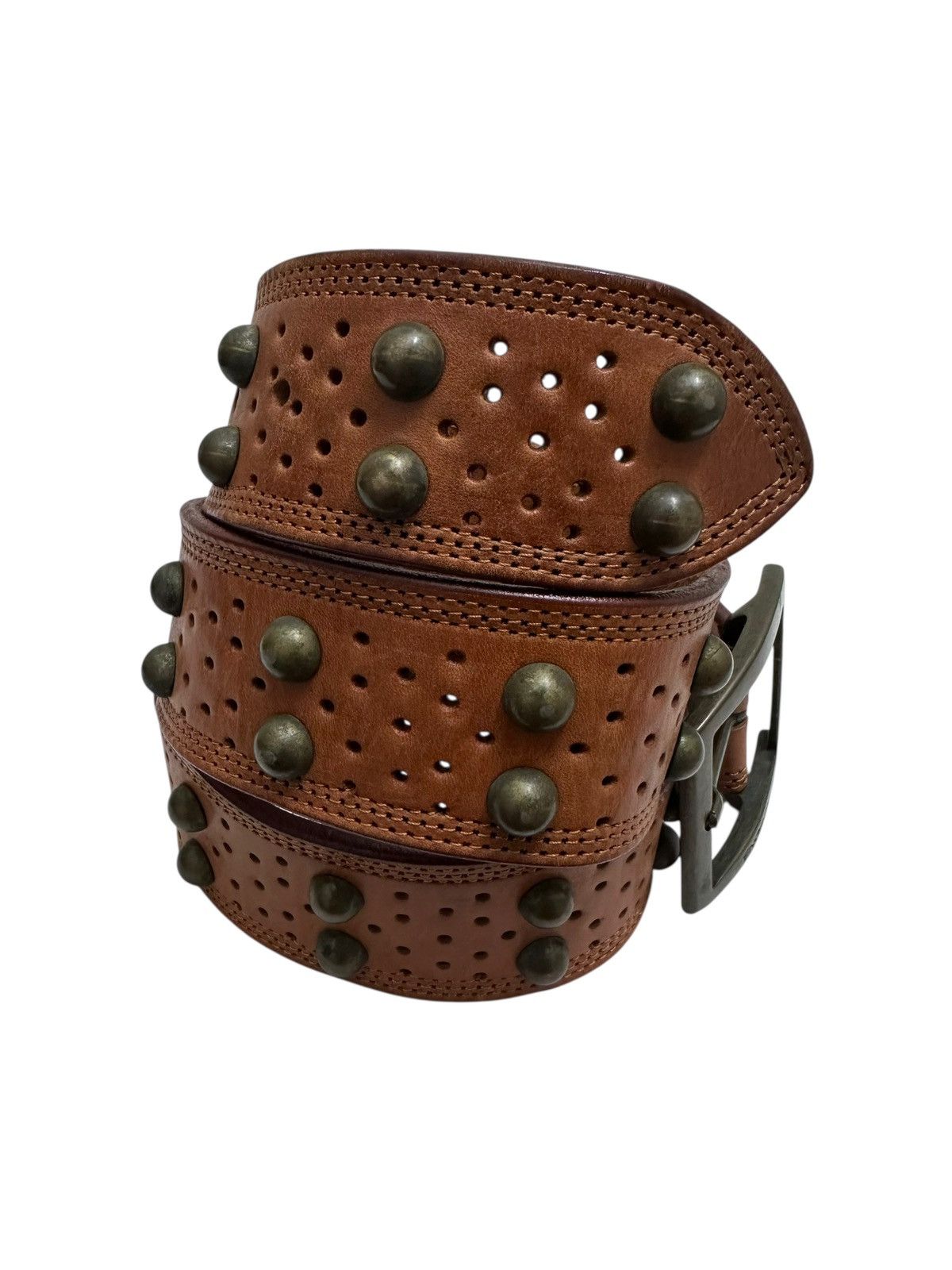 If Six Was Nine Genuine Leather Energie Stud Belt Size 34 - 2 Thumbnail