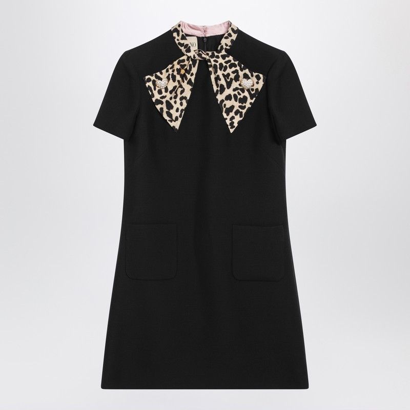 Valentino Valentino Black Crepe Couture Dress With Animal-Print Bow Size M / US 6-8 / IT 42-44 - 1 Thumbnail