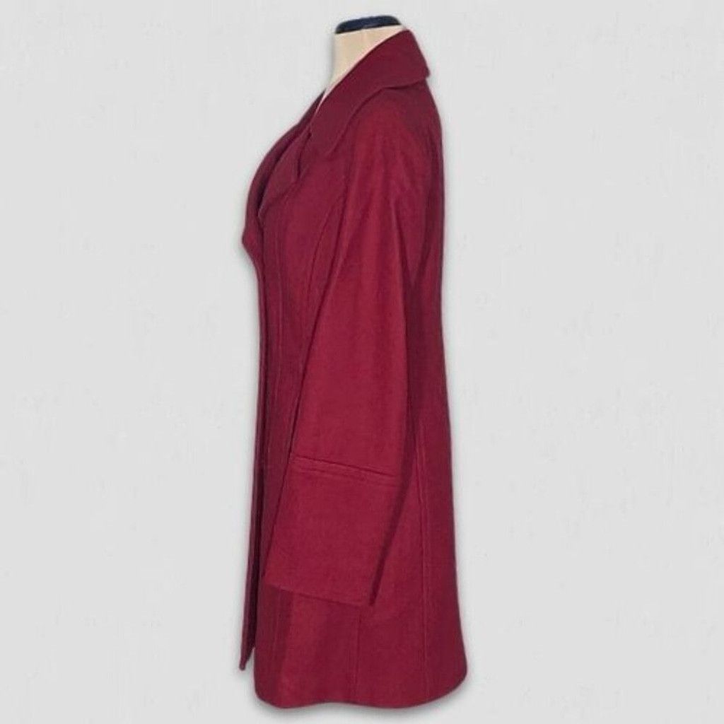 Anne Klein Anne Klein Peacoat Prepy Double Breasted Wool Red Burgundy S Size S / US 4 / IT 40 - 3 Thumbnail