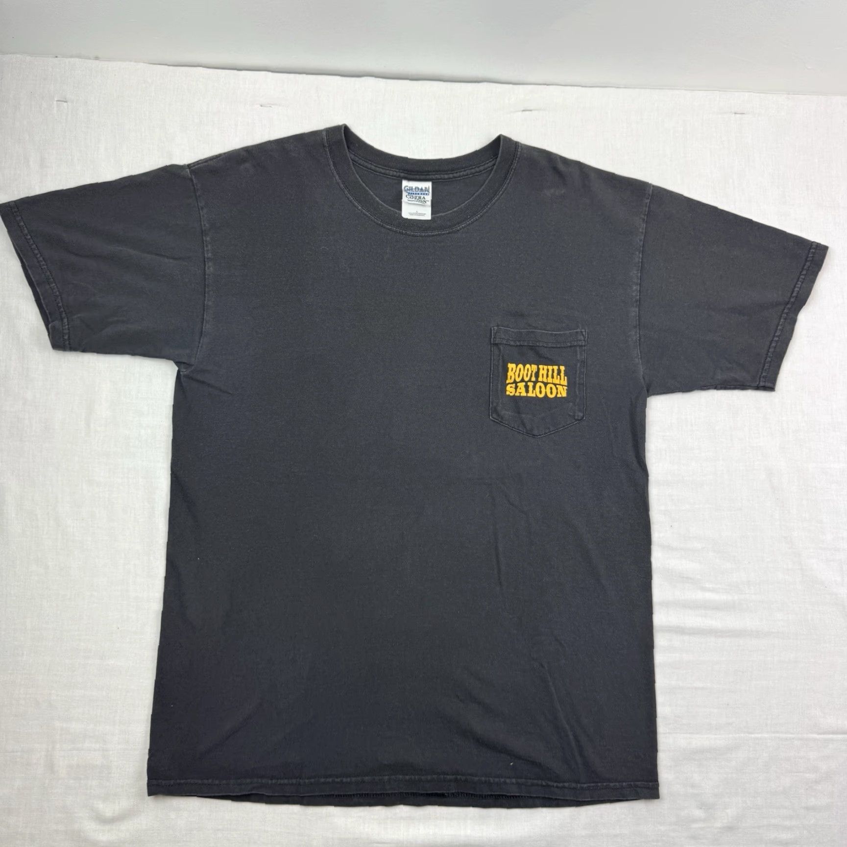 Gildan VINTAGE Boothill Saloon T Shirt Adult Large Biker Motorcycle 90s Y2K 2002 Black Mens Regular Fit Gildan Brand Size US L / EU 52-54 / 3 - 4 Thumbnail