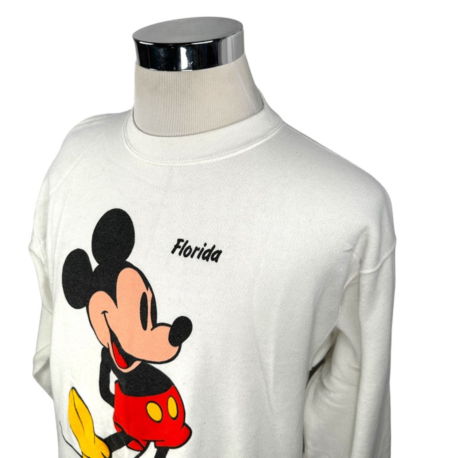 Tultex Vintage Disney Mickey Mouse Sweatshirt L White USA Florida Size US L / EU 52-54 / 3 - 5 Thumbnail